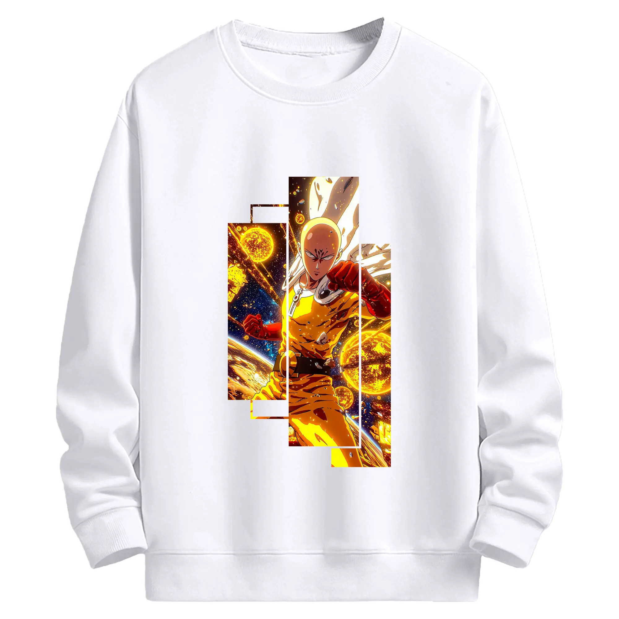 ワンパンマン グッズ サイタマ - 高品質 クルーネック スウェット ・ コットン59％ ポリエステル41％ ・ ユニセックス 長袖 トレーナー ・ カジュアル デイリー スポーツ 散歩用