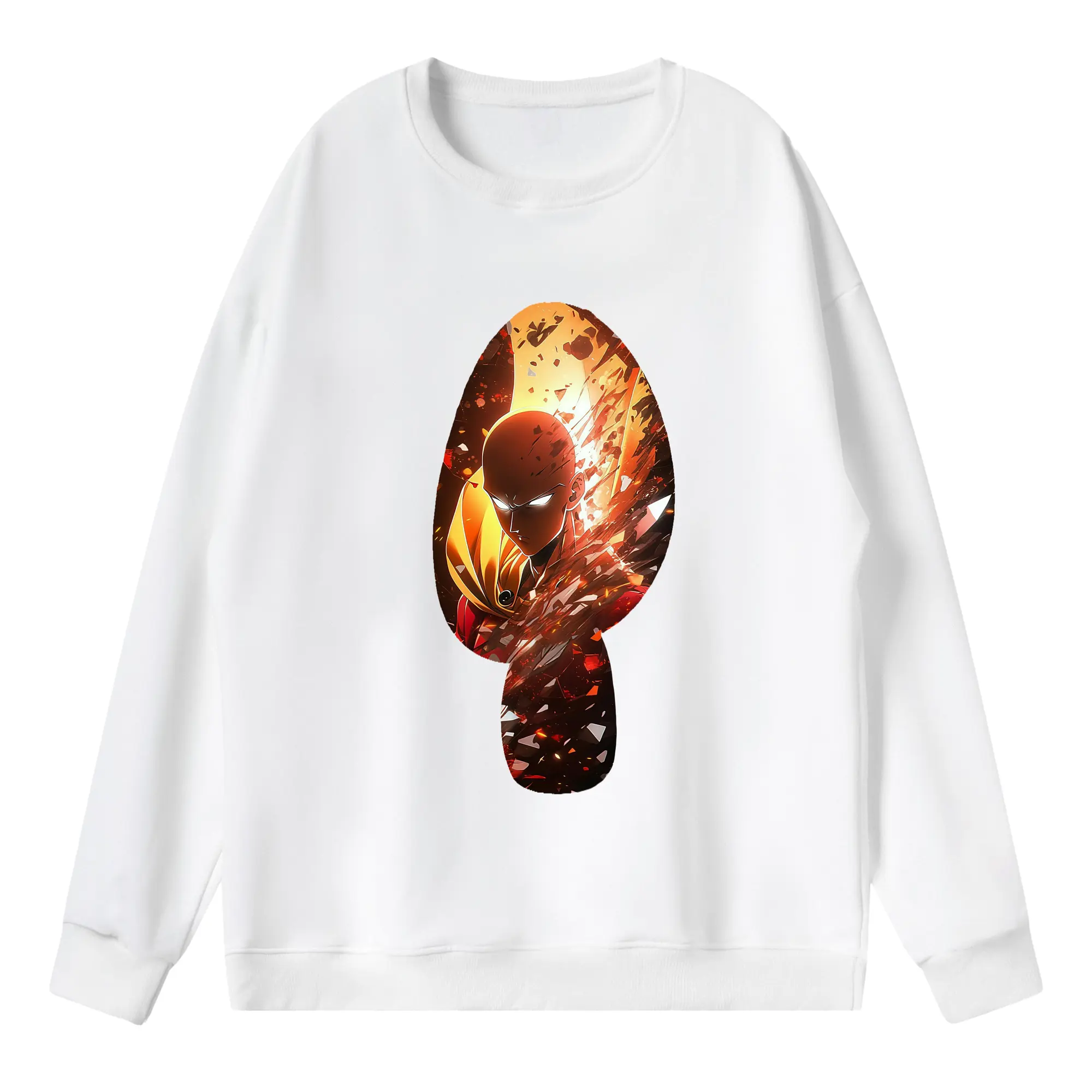 ワンパンマン グッズ サイタマ - 薄手 クルーネック スウェット 裏毛260g · ポリエステル 春秋向け カジュアル 男女兼用 · トレーナー デイリー スポーツ 散歩に最適