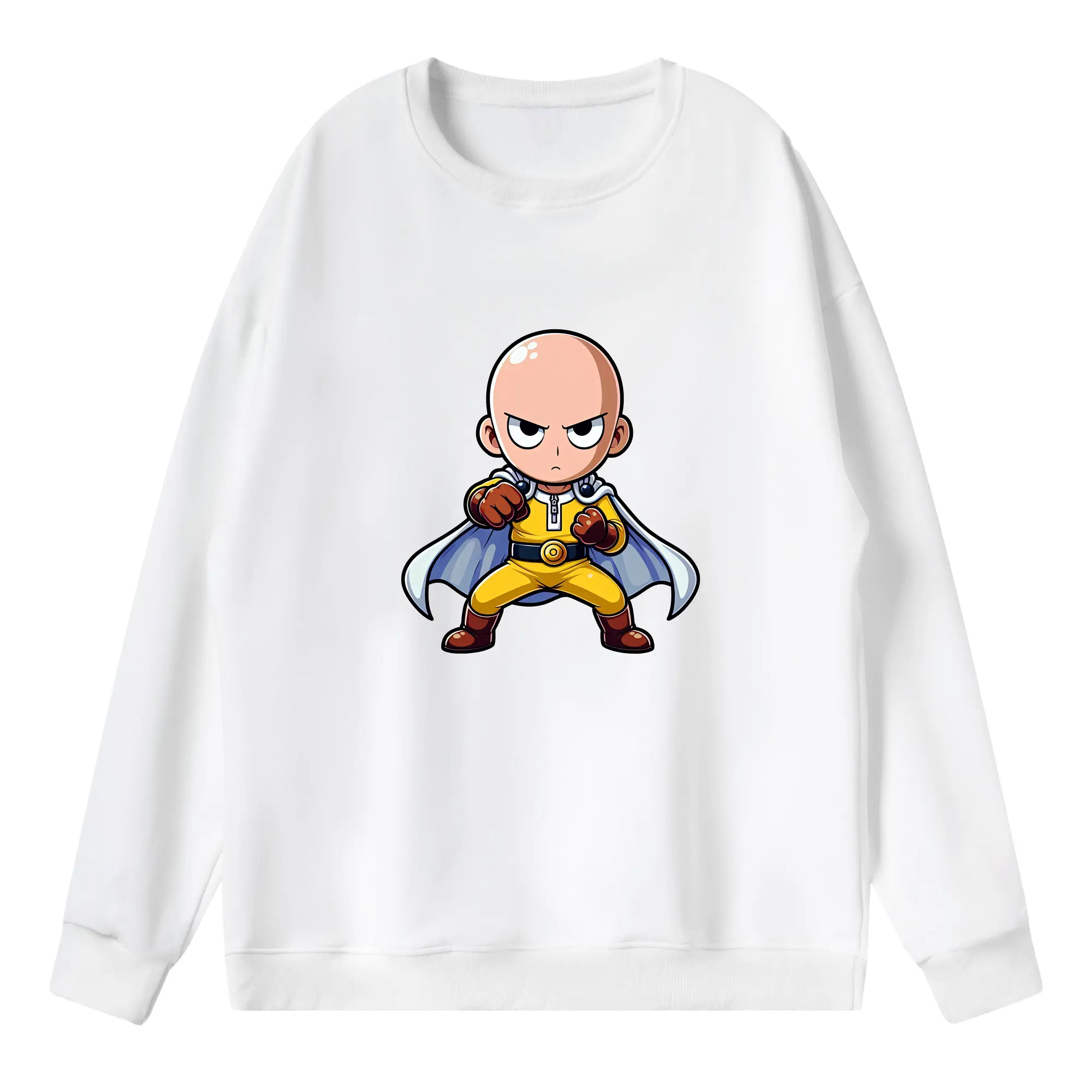 ワンパンマン グッズ サイタマ - 薄手 クルーネック スウェット 裏毛260g · ポリエステル 春秋向け カジュアル 男女兼用 · トレーナー デイリー スポーツ 散歩に最適