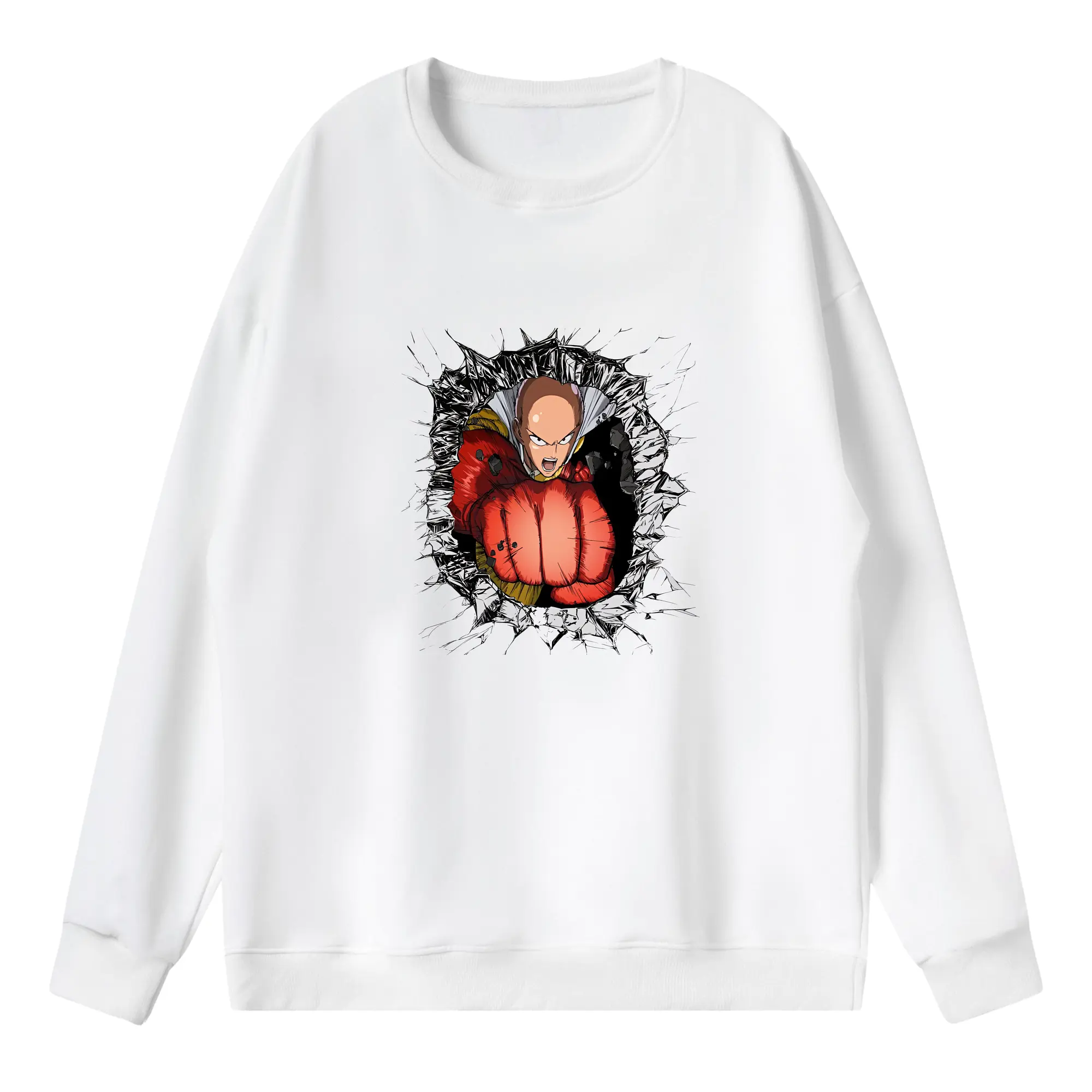 ワンパンマン グッズ サイタマ - 薄手 クルーネック スウェット 裏毛260g · ポリエステル 春秋向け カジュアル 男女兼用 · トレーナー デイリー スポーツ 散歩に最適