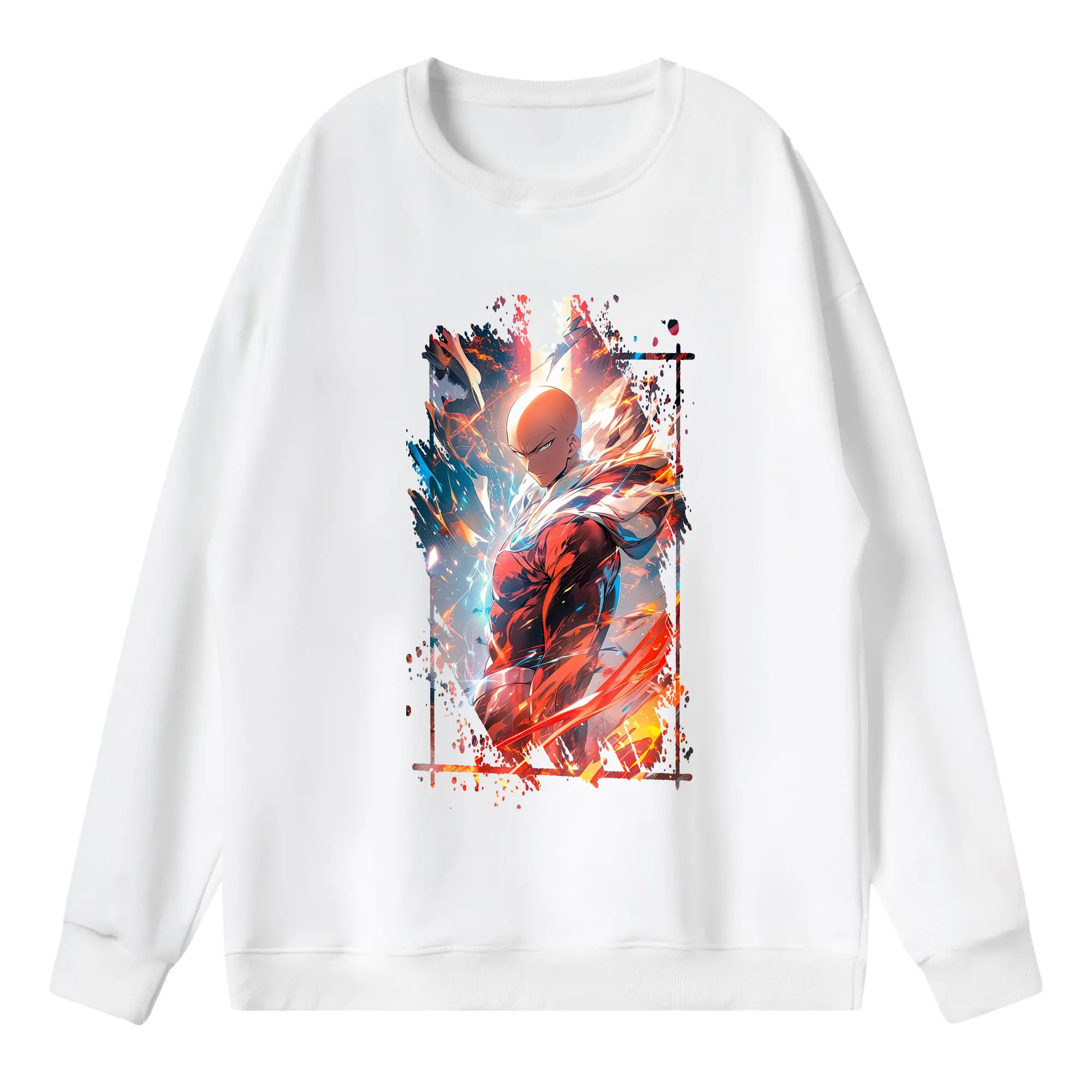 ワンパンマン グッズ サイタマ - 薄手 クルーネック スウェット 裏毛260g · ポリエステル 春秋向け カジュアル 男女兼用 · トレーナー デイリー スポーツ 散歩に最適