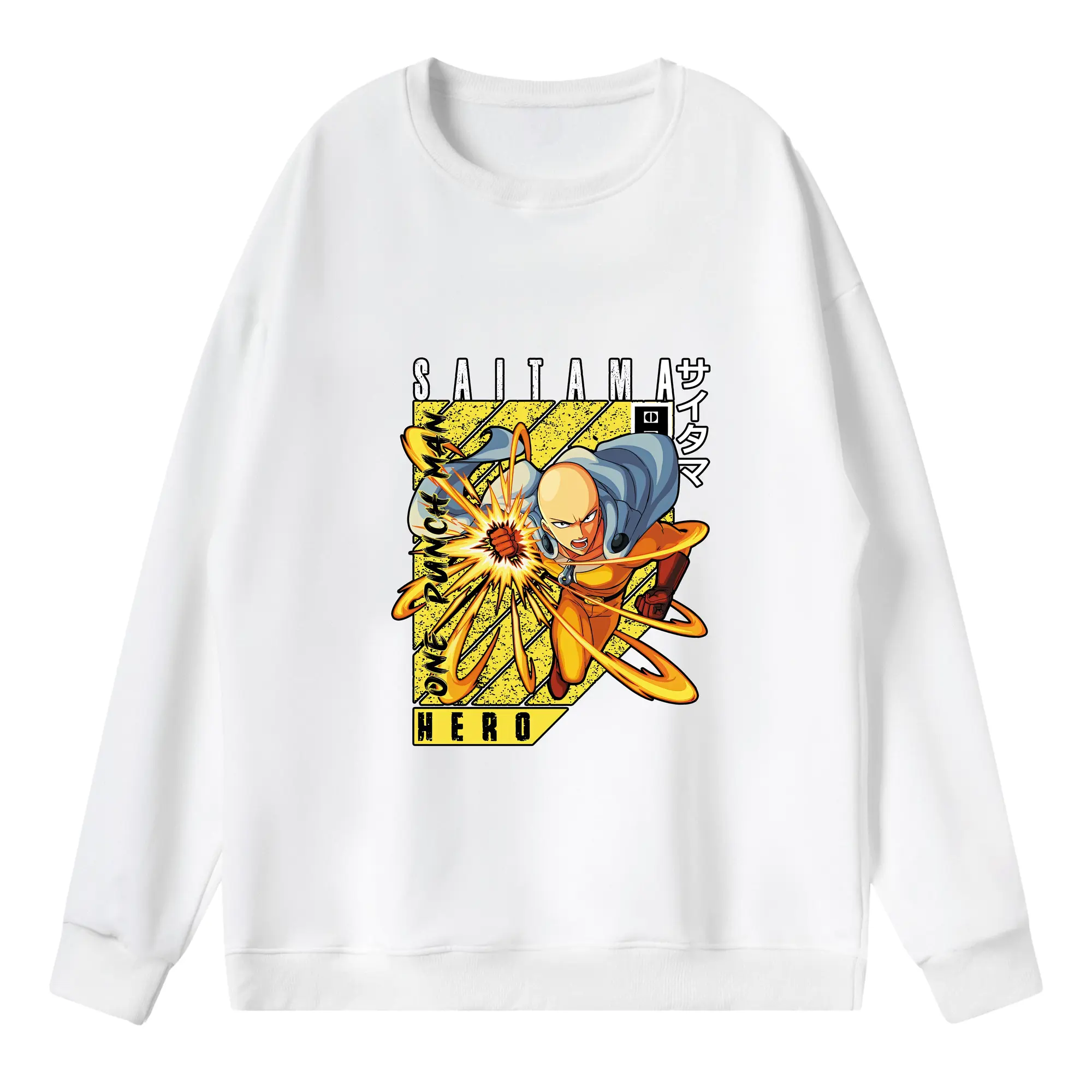 ワンパンマン グッズ サイタマ - 薄手 クルーネック スウェット 裏毛260g · ポリエステル 春秋向け カジュアル 男女兼用 · トレーナー デイリー スポーツ 散歩に最適