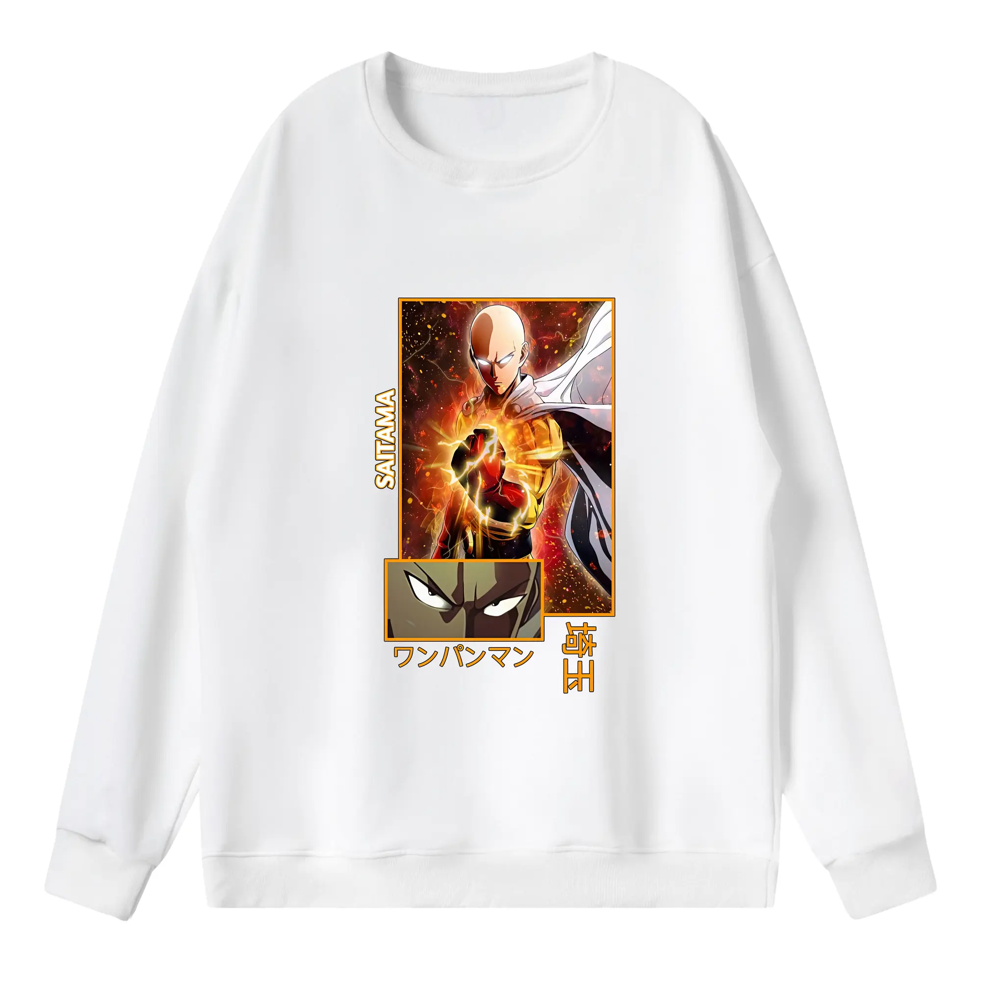 ワンパンマン グッズ サイタマ - 薄手 クルーネック スウェット 裏毛260g · ポリエステル 春秋向け カジュアル 男女兼用 · トレーナー デイリー スポーツ 散歩に最適