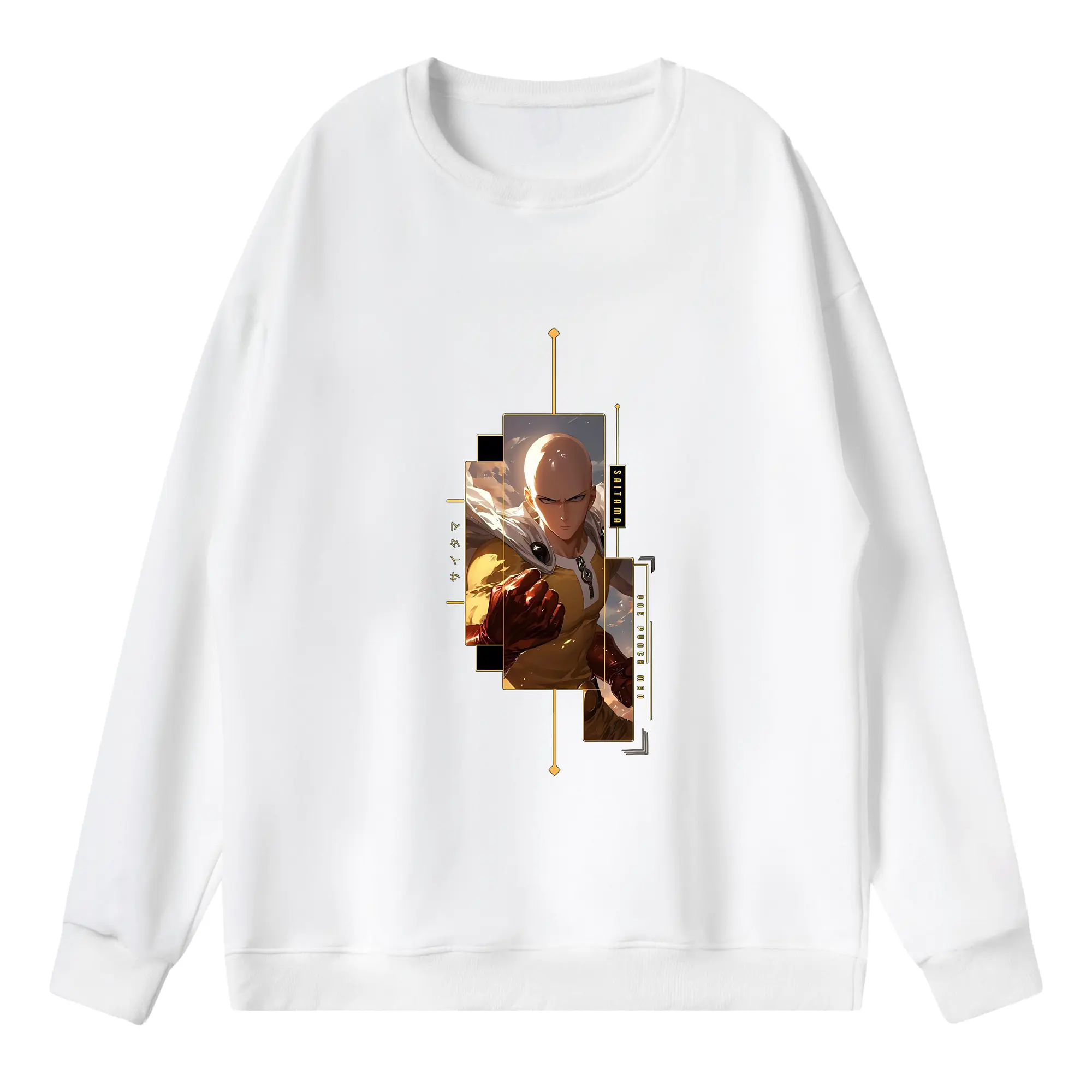 ワンパンマン グッズ サイタマ - 薄手 クルーネック スウェット 裏毛260g · ポリエステル 春秋向け カジュアル 男女兼用 · トレーナー デイリー スポーツ 散歩に最適