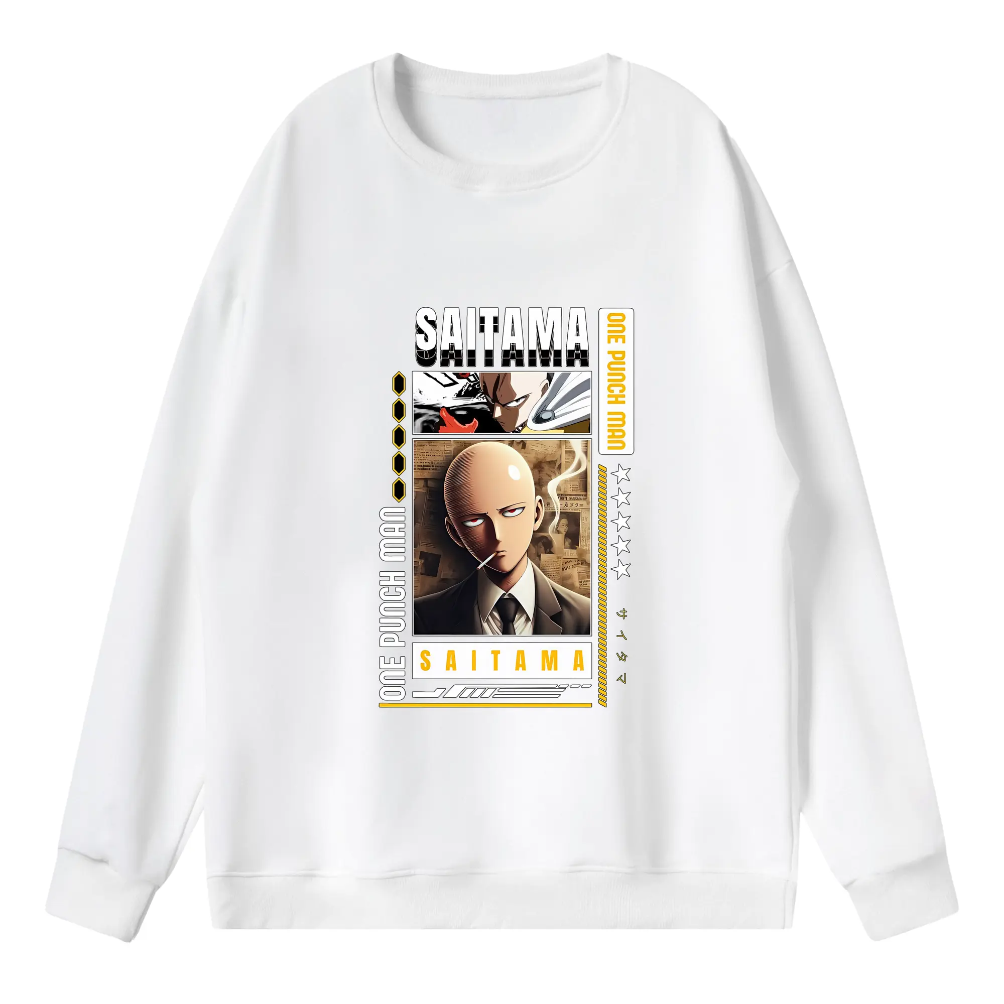 ワンパンマン グッズ サイタマ - 薄手 クルーネック スウェット 裏毛260g · ポリエステル 春秋向け カジュアル 男女兼用 · トレーナー デイリー スポーツ 散歩に最適