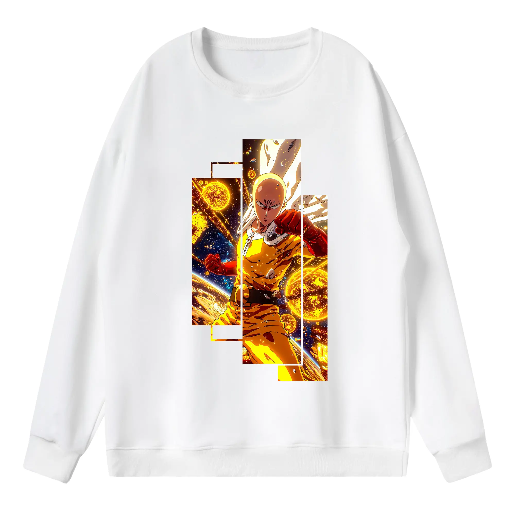 ワンパンマン グッズ サイタマ - 薄手 クルーネック スウェット 裏毛260g · ポリエステル 春秋向け カジュアル 男女兼用 · トレーナー デイリー スポーツ 散歩に最適