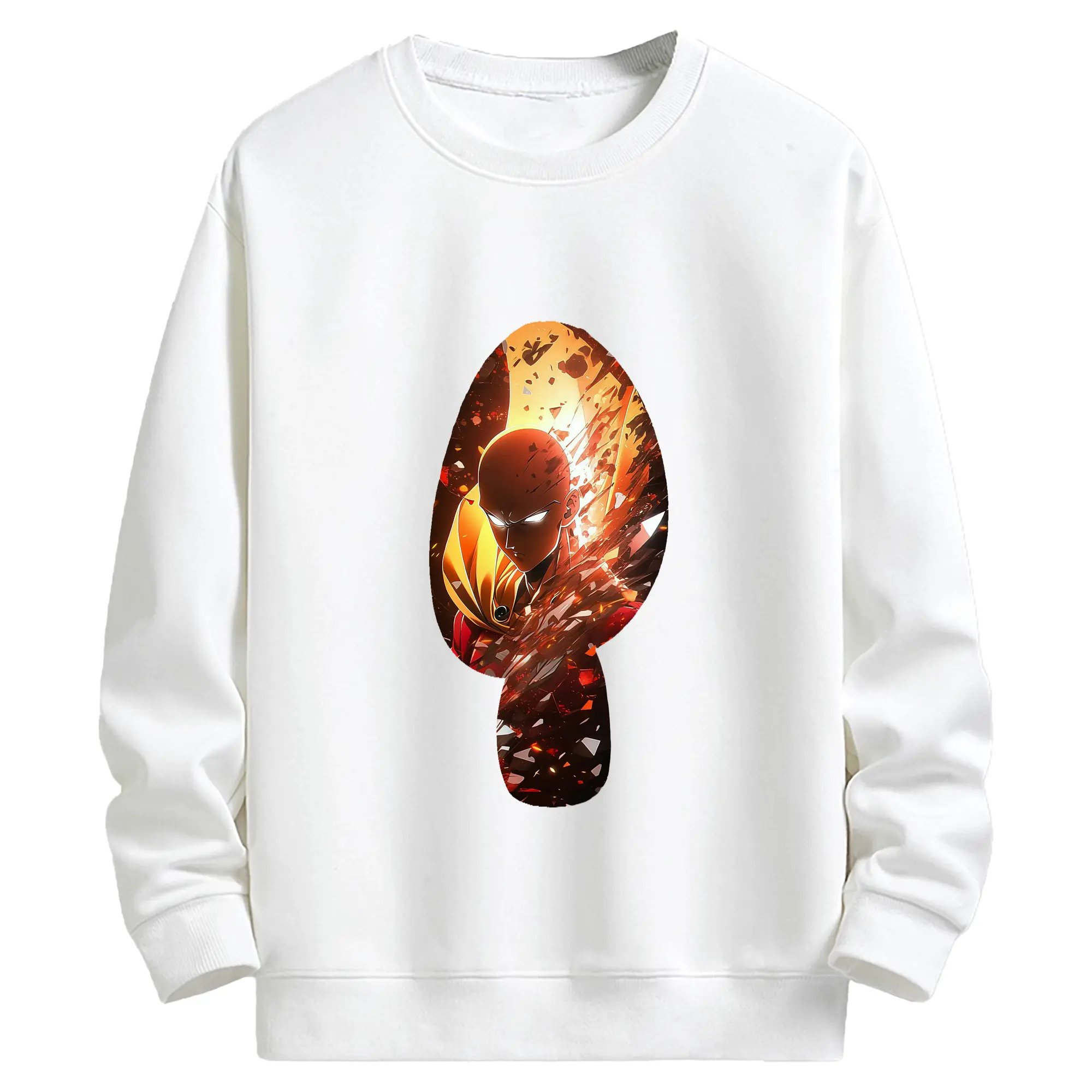 ワンパンマン グッズ サイタマ - キッズ クルーネックスウェットシャツ ・ フロントプリント ・ 綿80％ ポリエステル20％ ・ 快適 通学 スポーツ 日常使い お散歩用