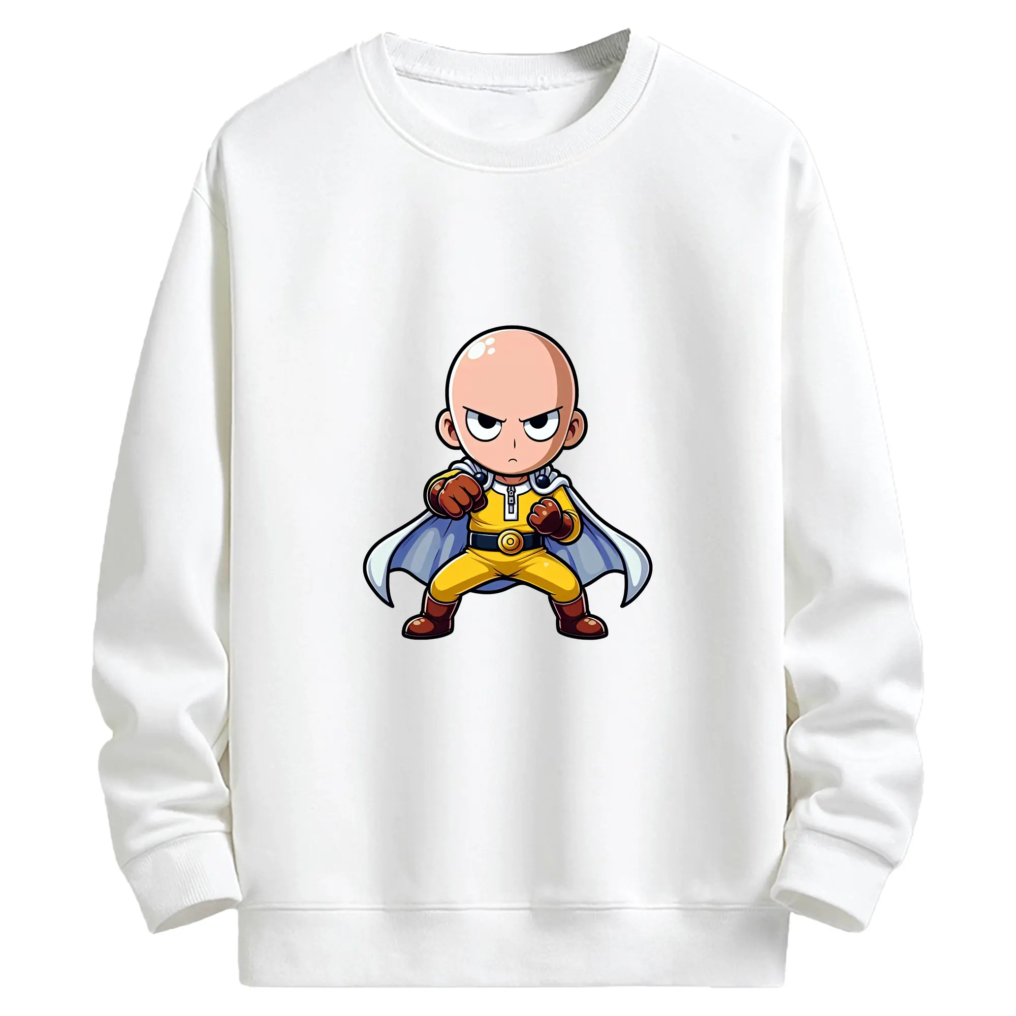 ワンパンマン グッズ サイタマ - キッズ クルーネックスウェットシャツ ・ フロントプリント ・ 綿80％ ポリエステル20％ ・ 快適 通学 スポーツ 日常使い お散歩用