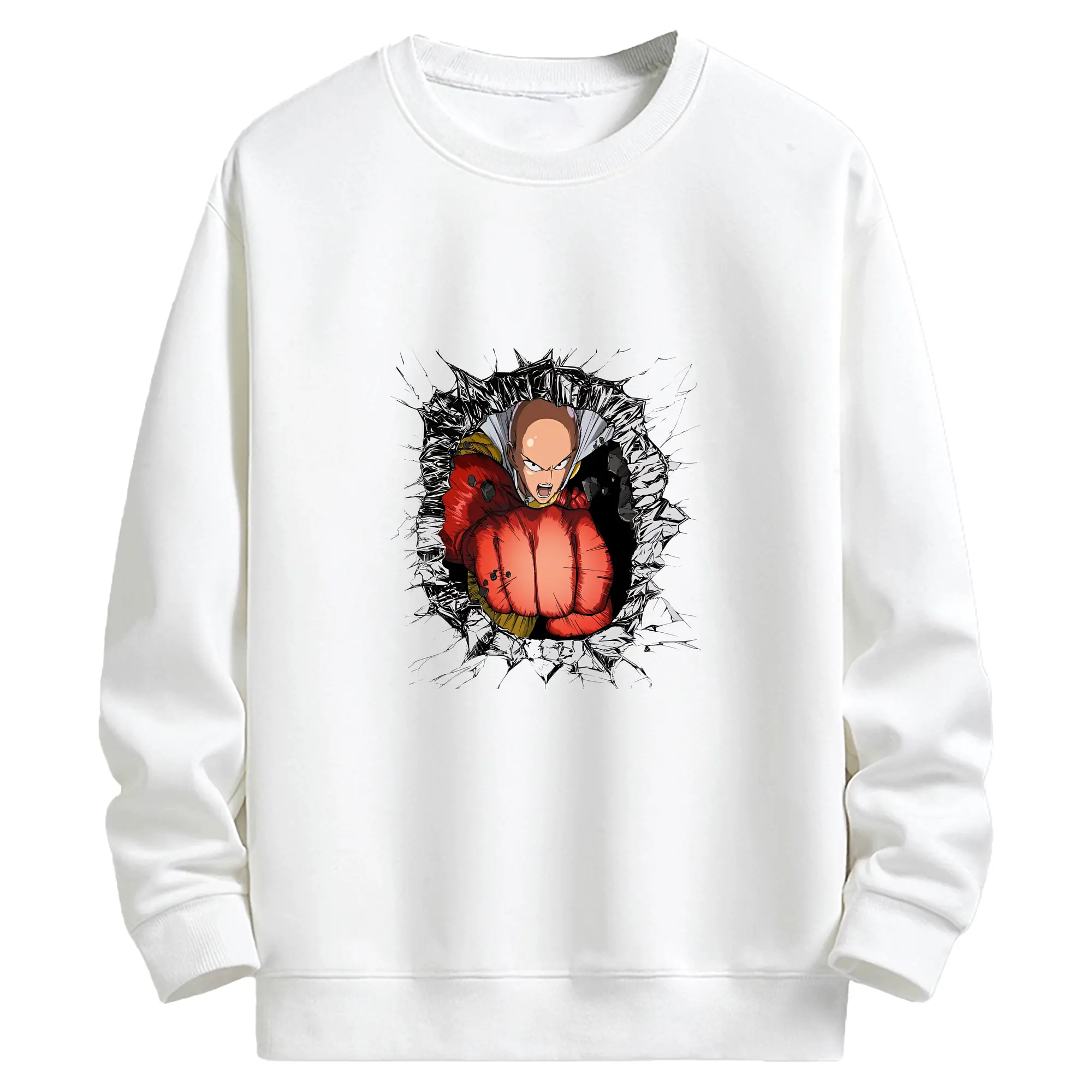 ワンパンマン グッズ サイタマ - キッズ クルーネックスウェットシャツ ・ フロントプリント ・ 綿80％ ポリエステル20％ ・ 快適 通学 スポーツ 日常使い お散歩用