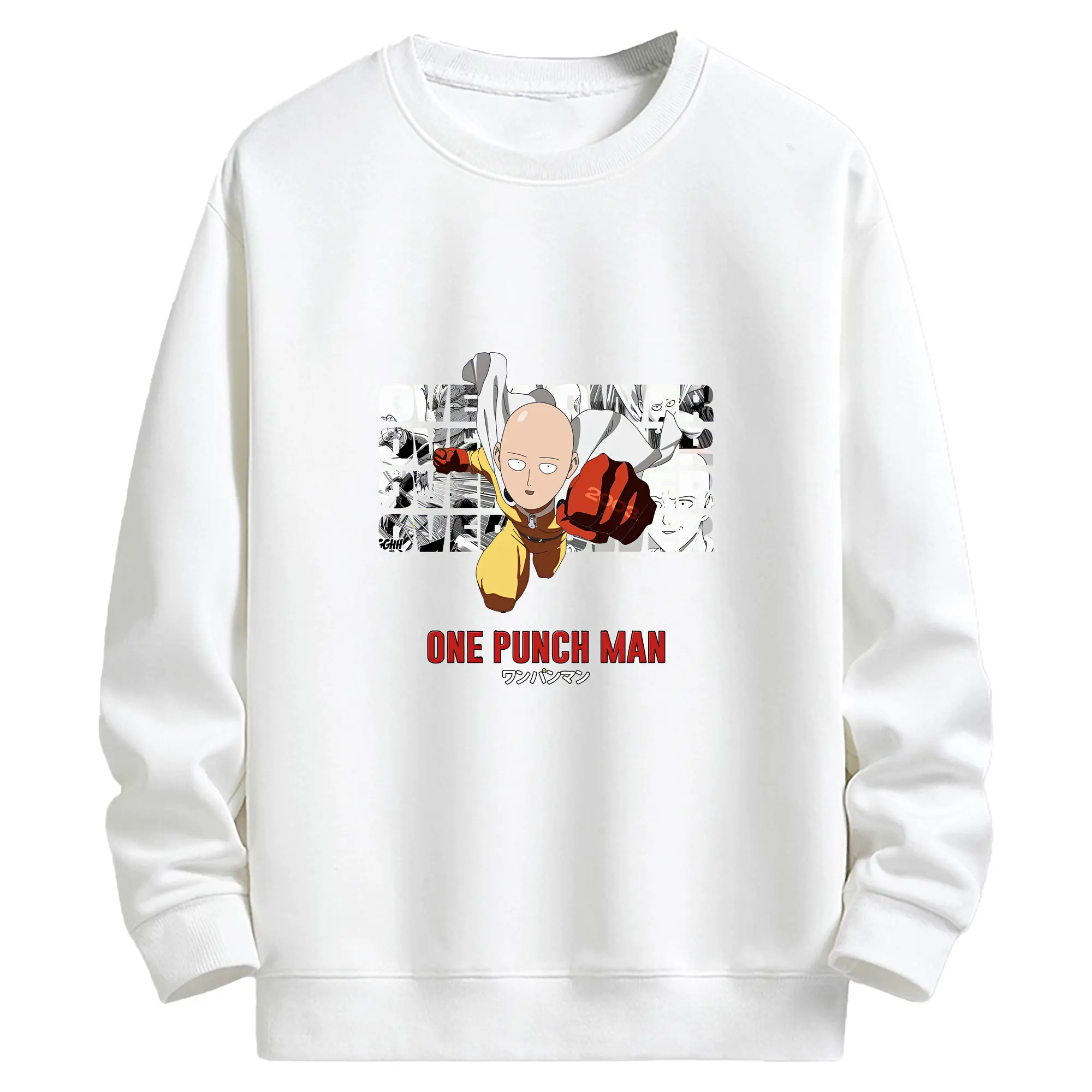 ワンパンマン グッズ サイタマ - キッズ クルーネックスウェットシャツ ・ フロントプリント ・ 綿80％ ポリエステル20％ ・ 快適 通学 スポーツ 日常使い お散歩用