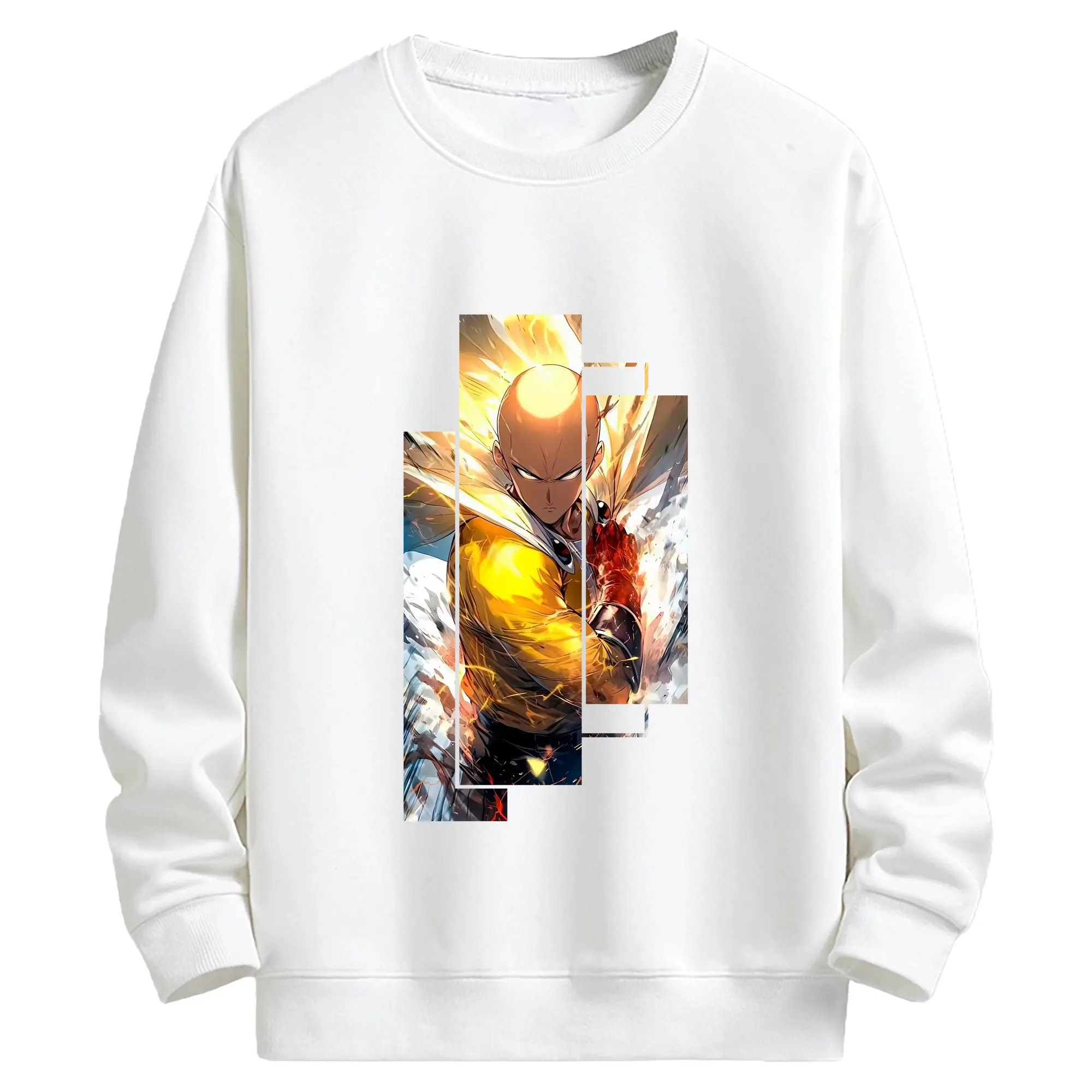 ワンパンマン グッズ サイタマ - キッズ クルーネックスウェットシャツ ・ フロントプリント ・ 綿80％ ポリエステル20％ ・ 快適 通学 スポーツ 日常使い お散歩用