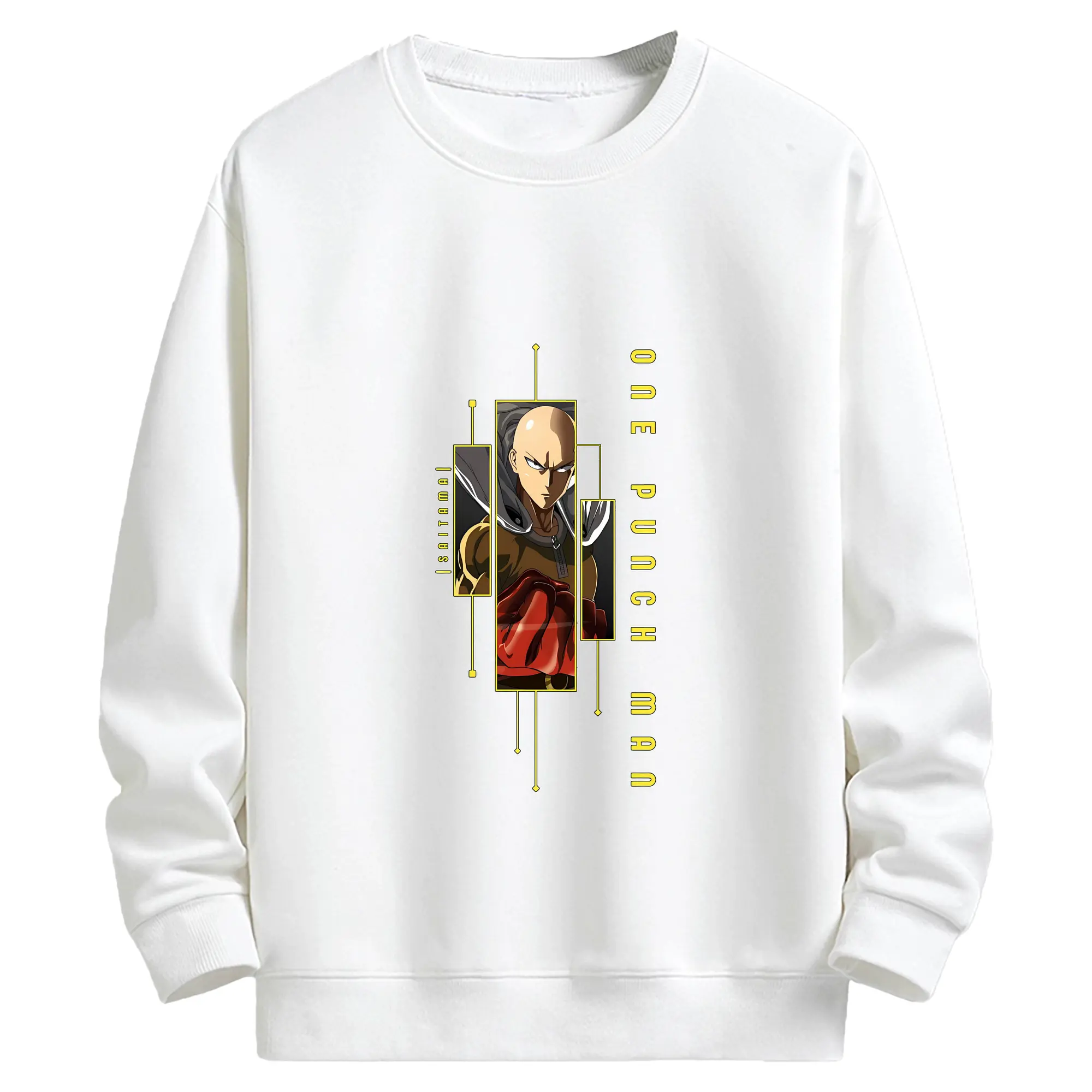 ワンパンマン グッズ サイタマ - キッズ クルーネックスウェットシャツ ・ フロントプリント ・ 綿80％ ポリエステル20％ ・ 快適 通学 スポーツ 日常使い お散歩用