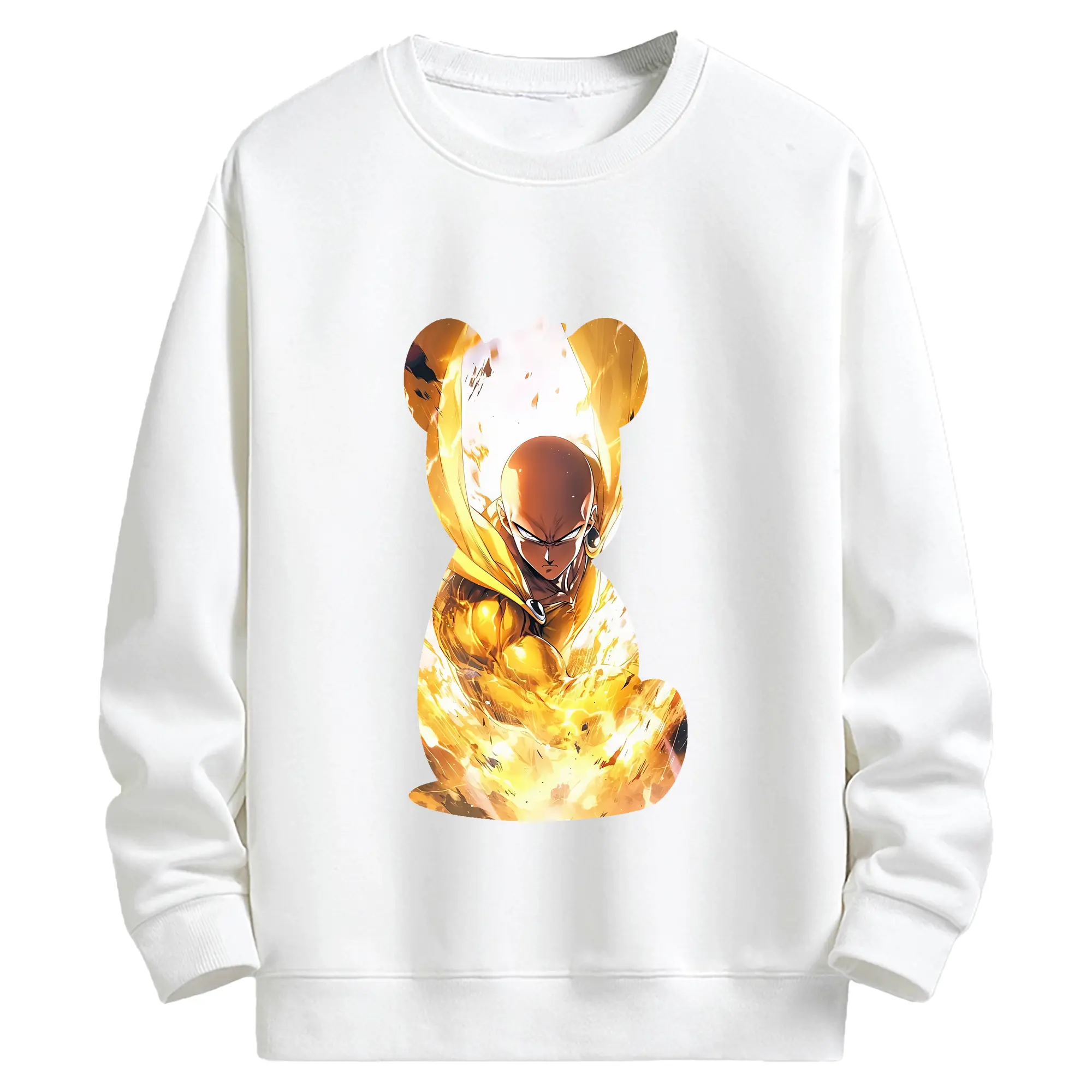 ワンパンマン グッズ サイタマ - キッズ クルーネックスウェットシャツ ・ フロントプリント ・ 綿80％ ポリエステル20％ ・ 快適 通学 スポーツ 日常使い お散歩用