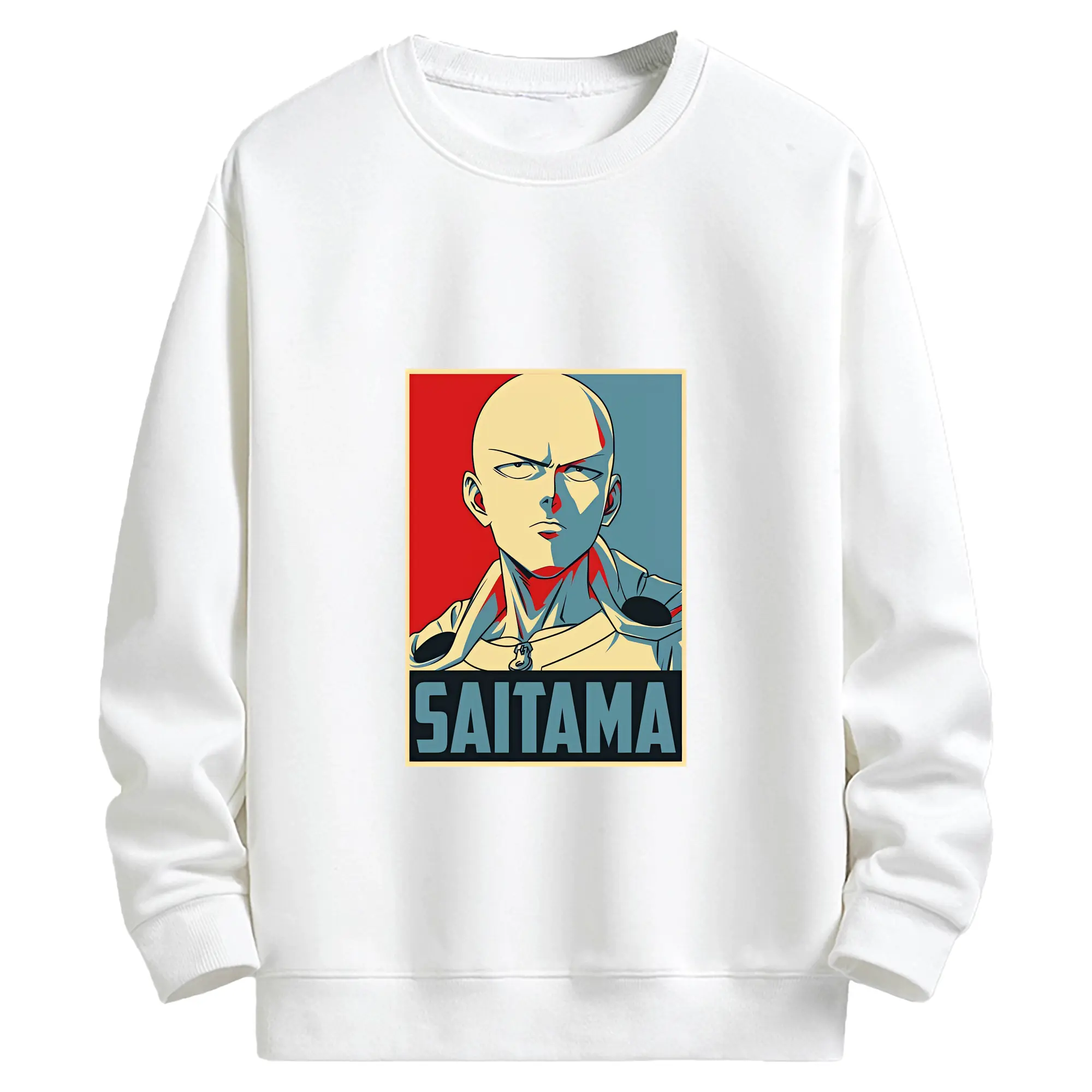 ワンパンマン グッズ サイタマ - キッズ クルーネックスウェットシャツ ・ フロントプリント ・ 綿80％ ポリエステル20％ ・ 快適 通学 スポーツ 日常使い お散歩用