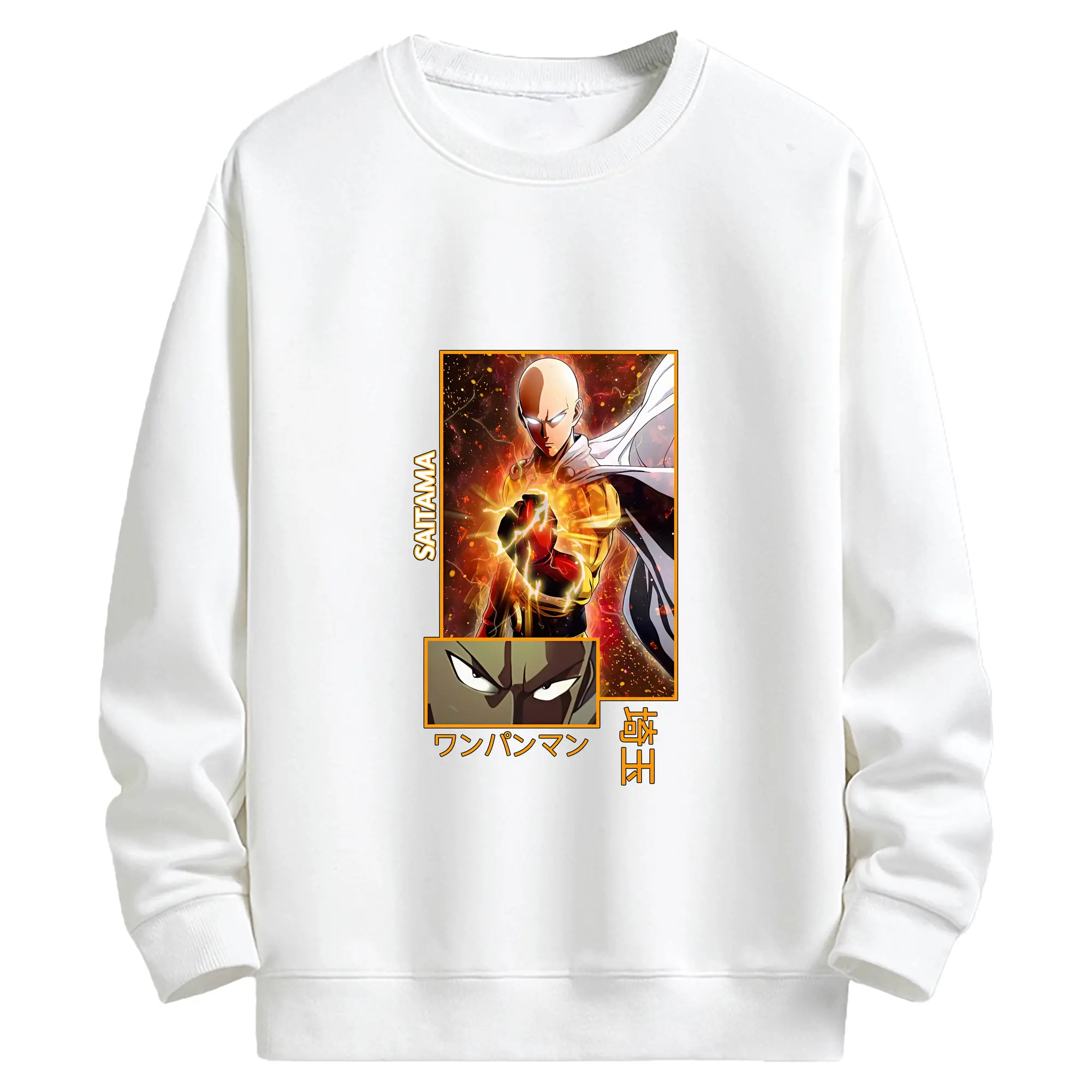 ワンパンマン グッズ サイタマ - キッズ クルーネックスウェットシャツ ・ フロントプリント ・ 綿80％ ポリエステル20％ ・ 快適 通学 スポーツ 日常使い お散歩用