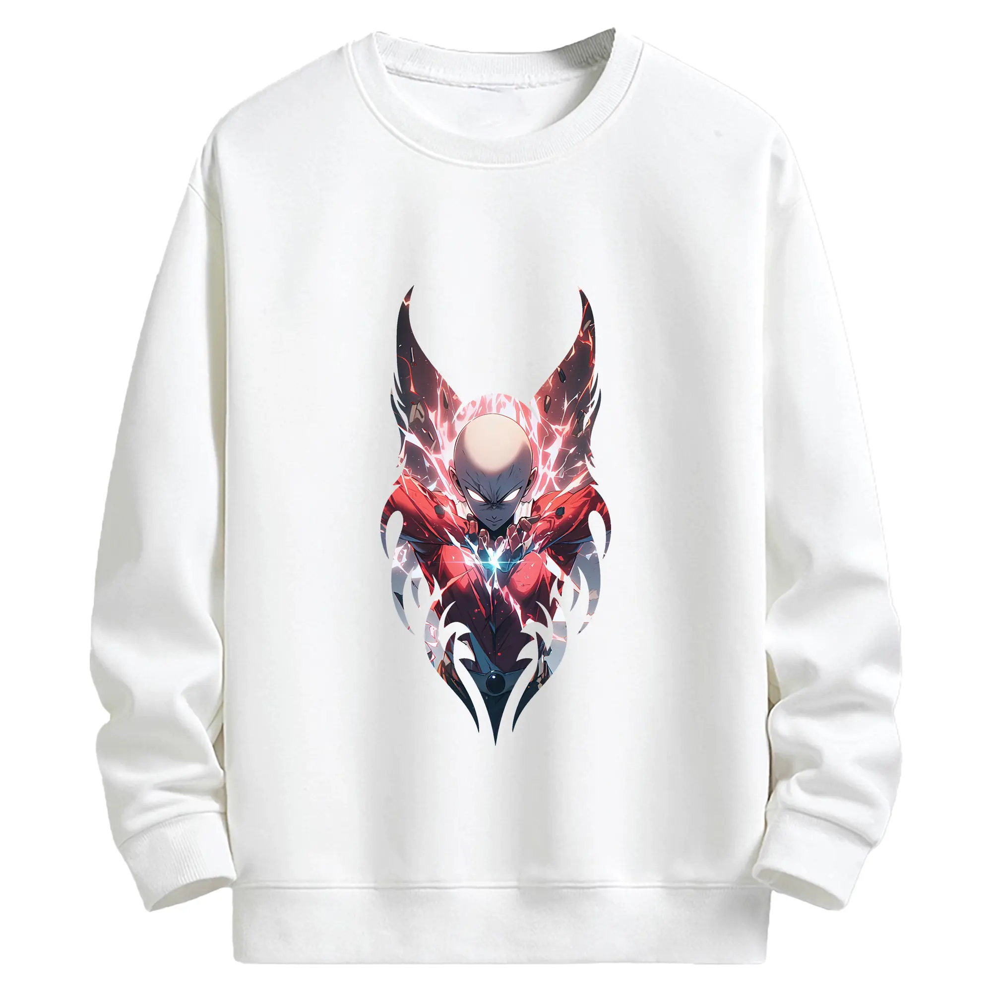 ワンパンマン グッズ サイタマ - キッズ クルーネックスウェットシャツ ・ フロントプリント ・ 綿80％ ポリエステル20％ ・ 快適 通学 スポーツ 日常使い お散歩用