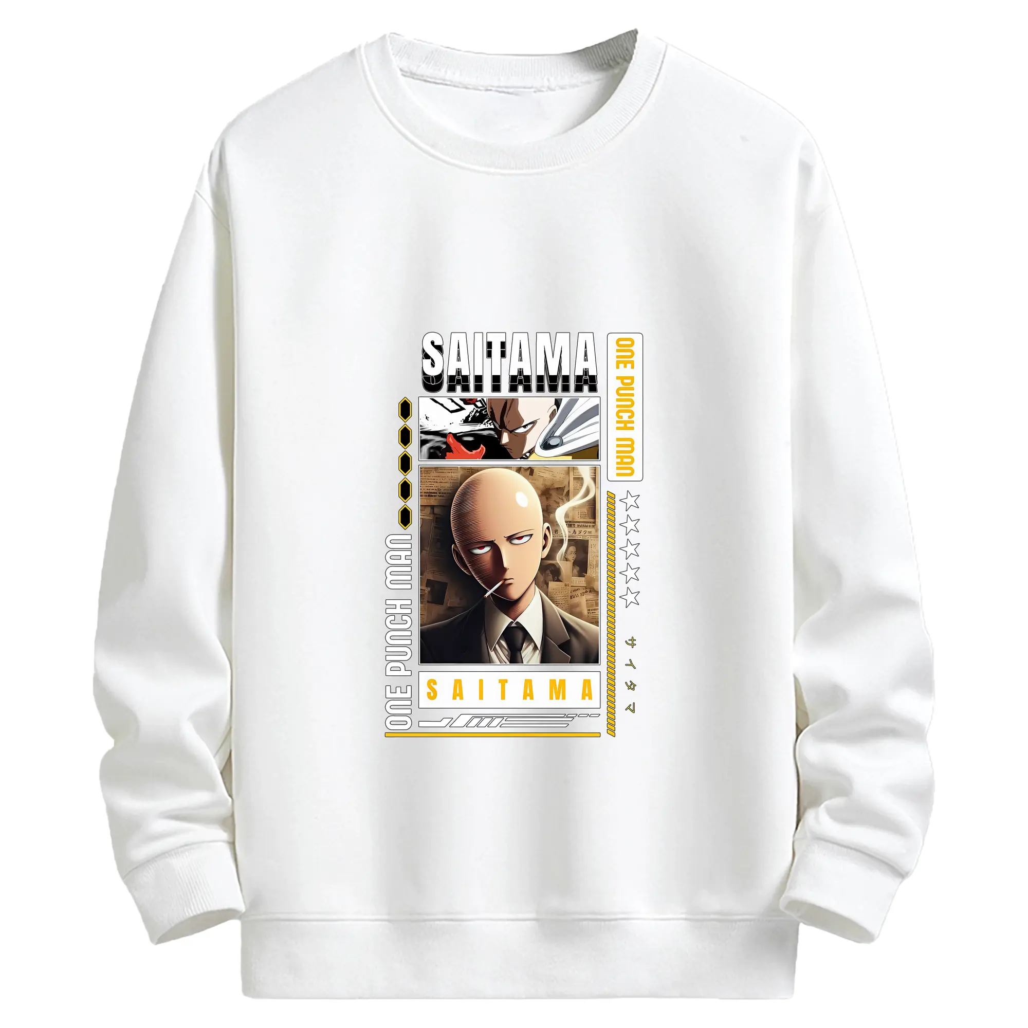 ワンパンマン グッズ サイタマ - キッズ クルーネックスウェットシャツ ・ フロントプリント ・ 綿80％ ポリエステル20％ ・ 快適 通学 スポーツ 日常使い お散歩用
