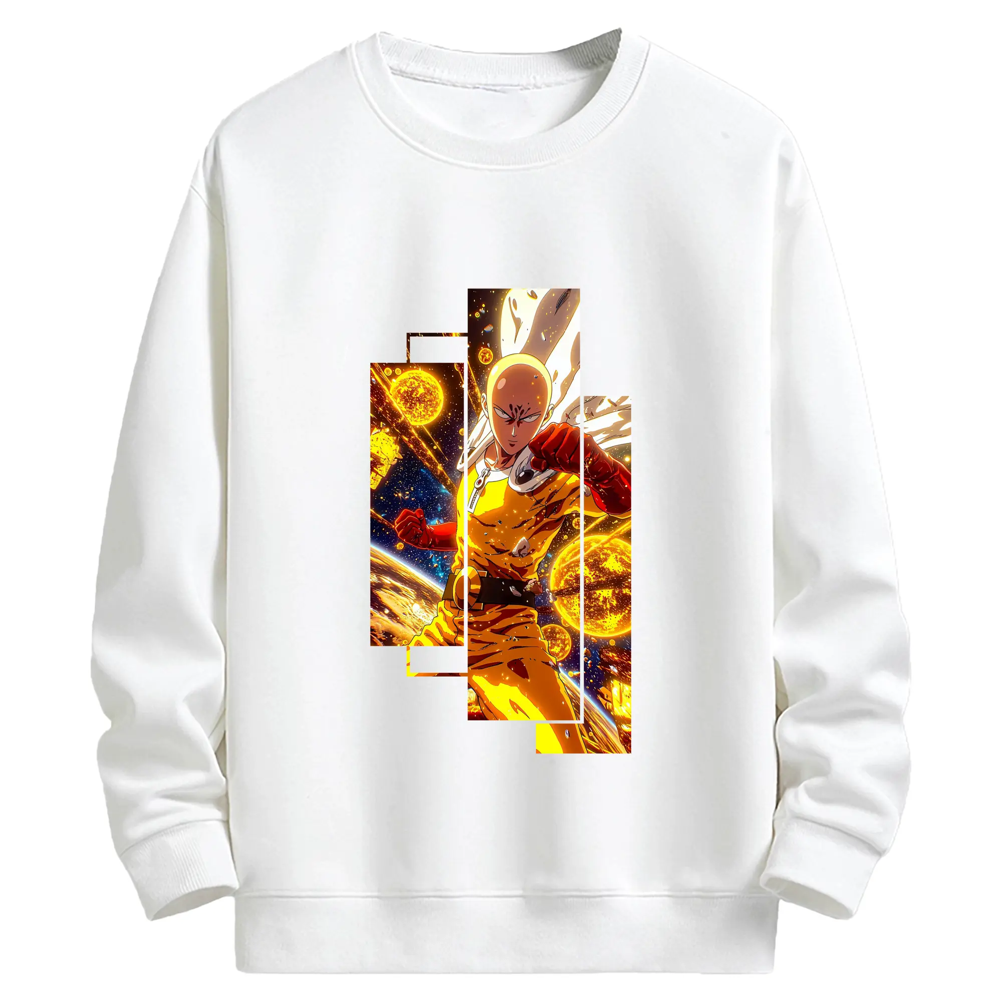 ワンパンマン グッズ サイタマ - キッズ クルーネックスウェットシャツ ・ フロントプリント ・ 綿80％ ポリエステル20％ ・ 快適 通学 スポーツ 日常使い お散歩用