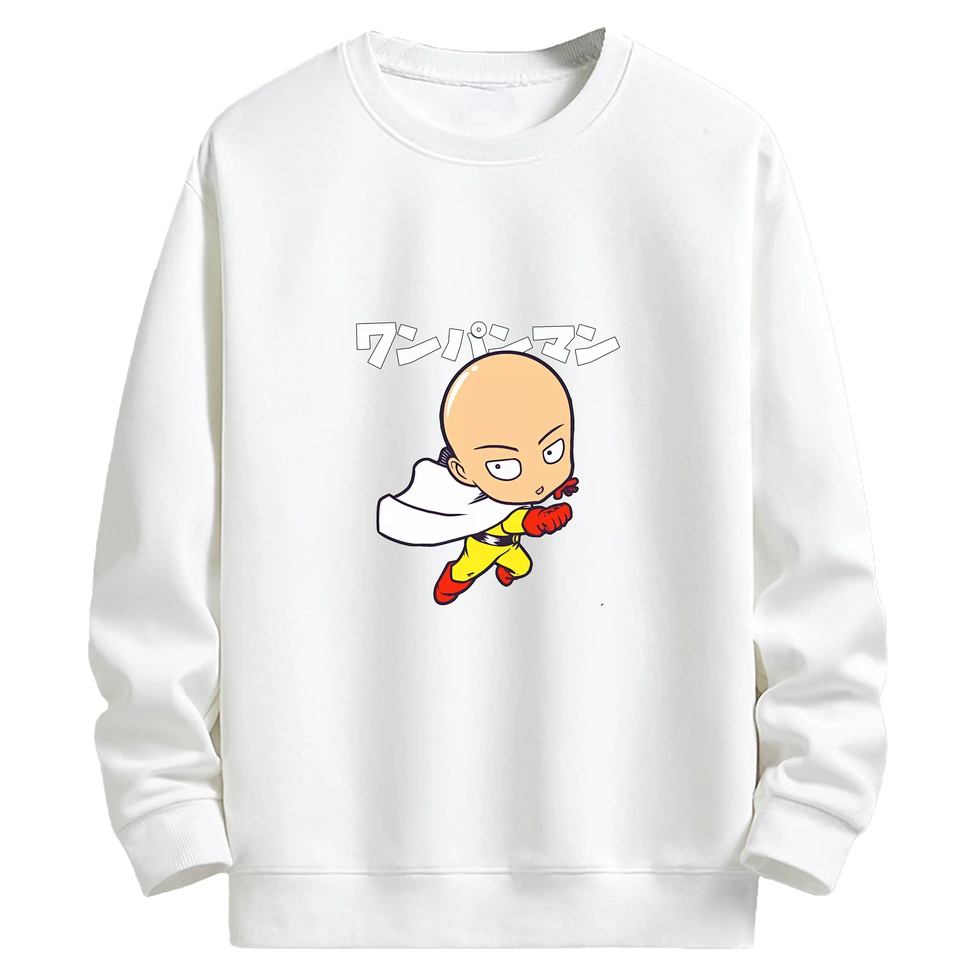 ワンパンマン グッズ サイタマ - キッズ クルーネックスウェットシャツ ・ フロントプリント ・ 綿80％ ポリエステル20％ ・ 快適 通学 スポーツ 日常使い お散歩用