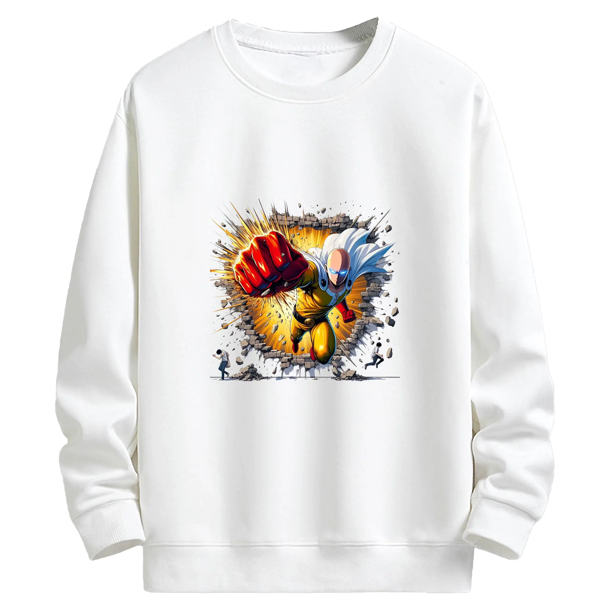 ワンパンマン グッズ サイタマ - キッズ クルーネックスウェットシャツ ・ フロントプリント ・ 綿80％ ポリエステル20％ ・ 快適 通学 スポーツ 日常使い お散歩用