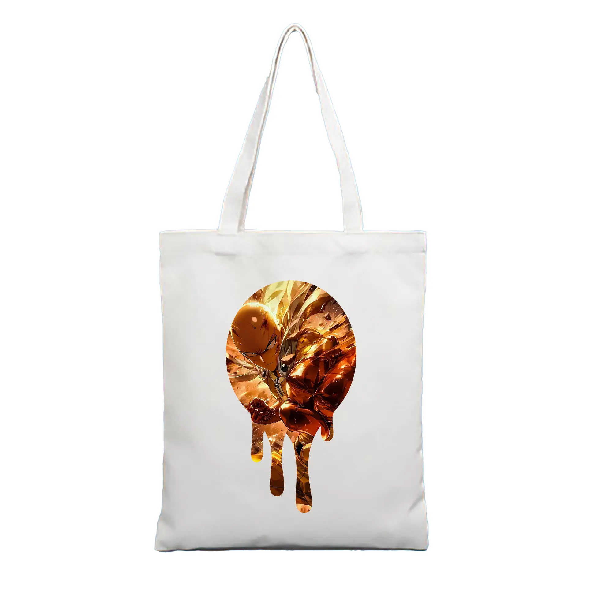 ワンパンマン グッズ サイタマ - 縦型キャンバス手提げバッグ（トートバッグ） ・ キャンバス素材 ・ ショッピング用 ・ 軽量 丈夫 お手入れ簡単