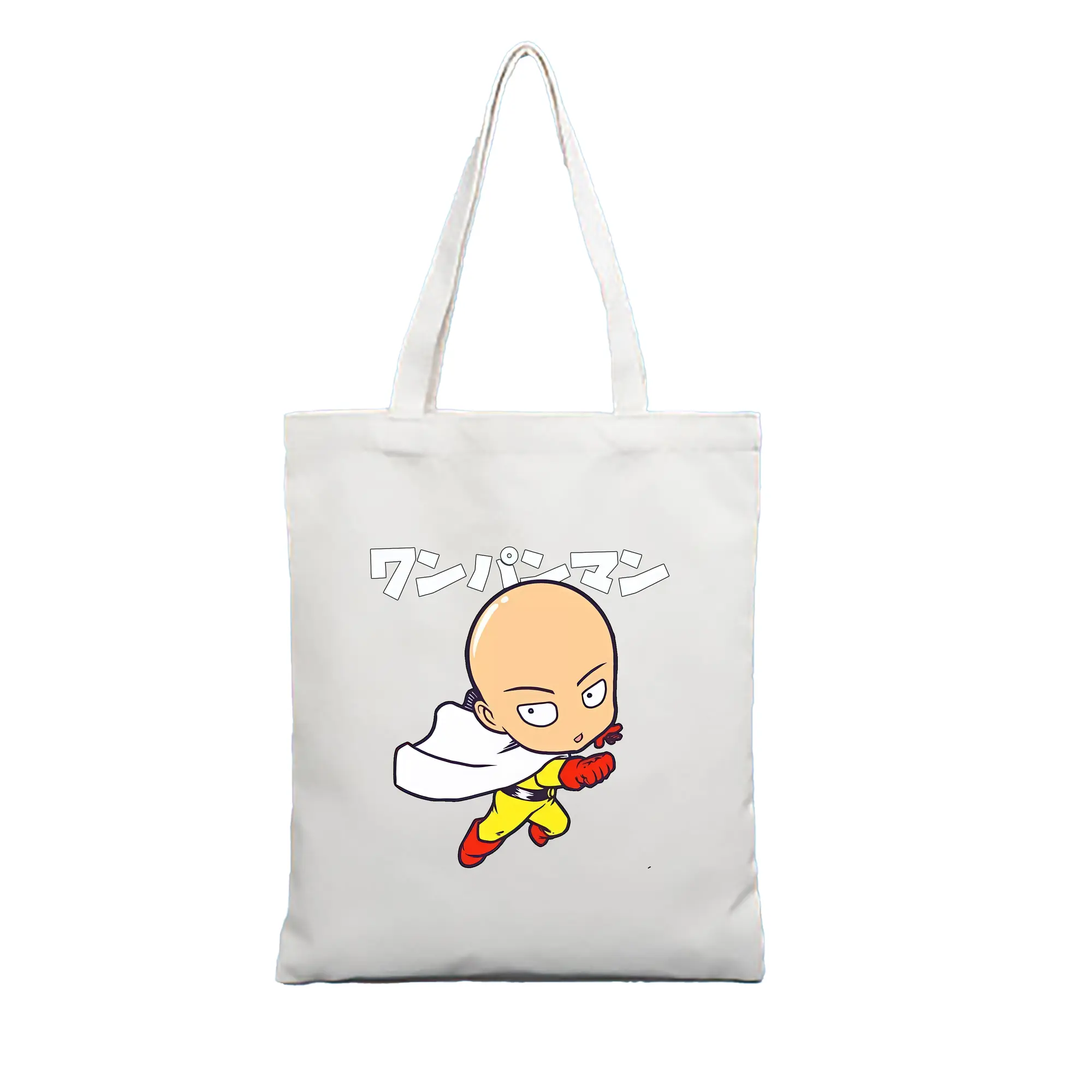 ワンパンマン グッズ サイタマ - 縦型キャンバス手提げバッグ（トートバッグ） ・ キャンバス素材 ・ ショッピング用 ・ 軽量 丈夫 お手入れ簡単