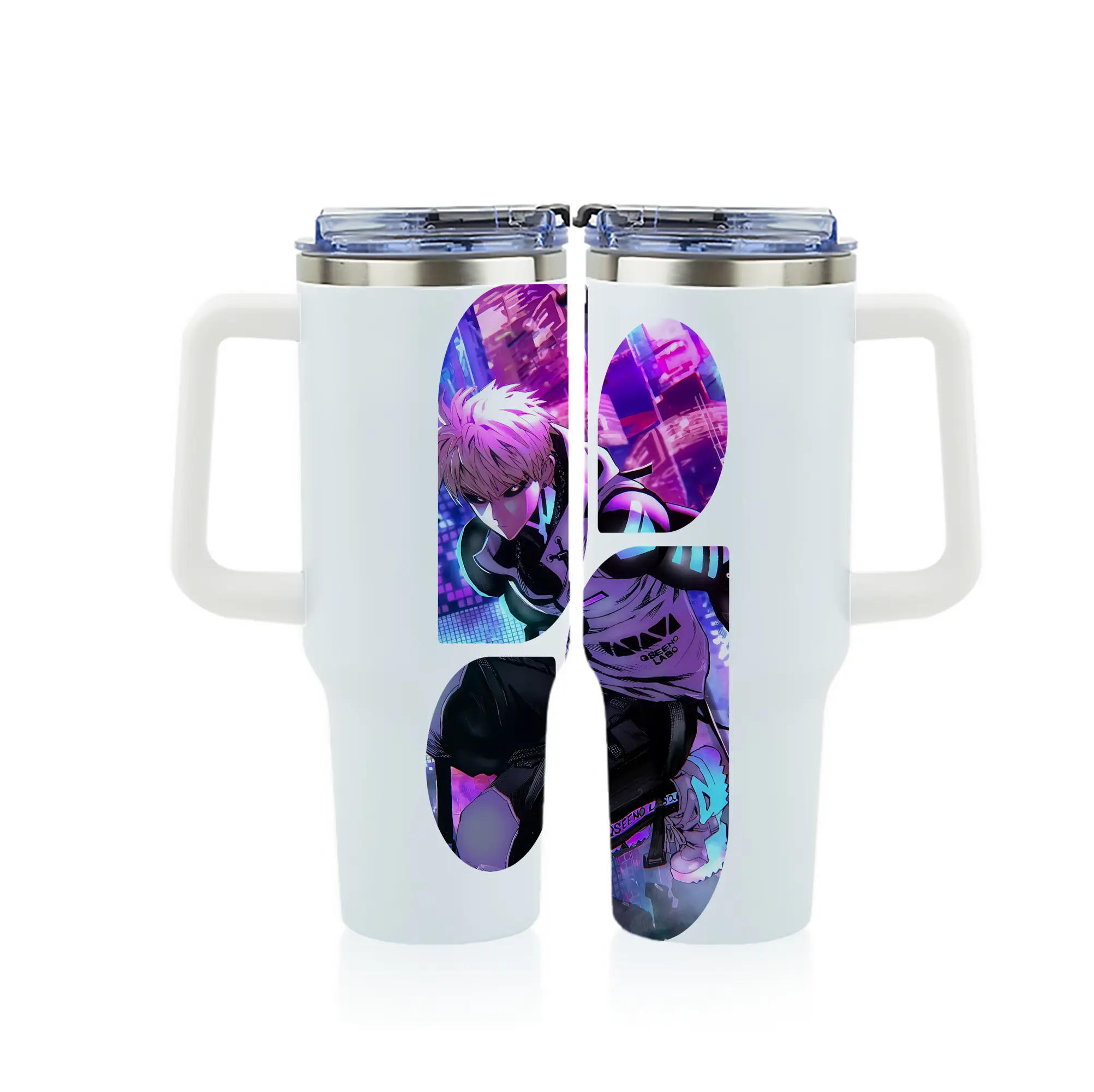 ワンパンマン グッズ ジェノス - 1200mL フルプリント車用タンブラー ・ 304ステンレス 内側 ・ 201ステンレス 外側 ・ 保温 保冷 ・ 通勤 ドライブ アウトドア用