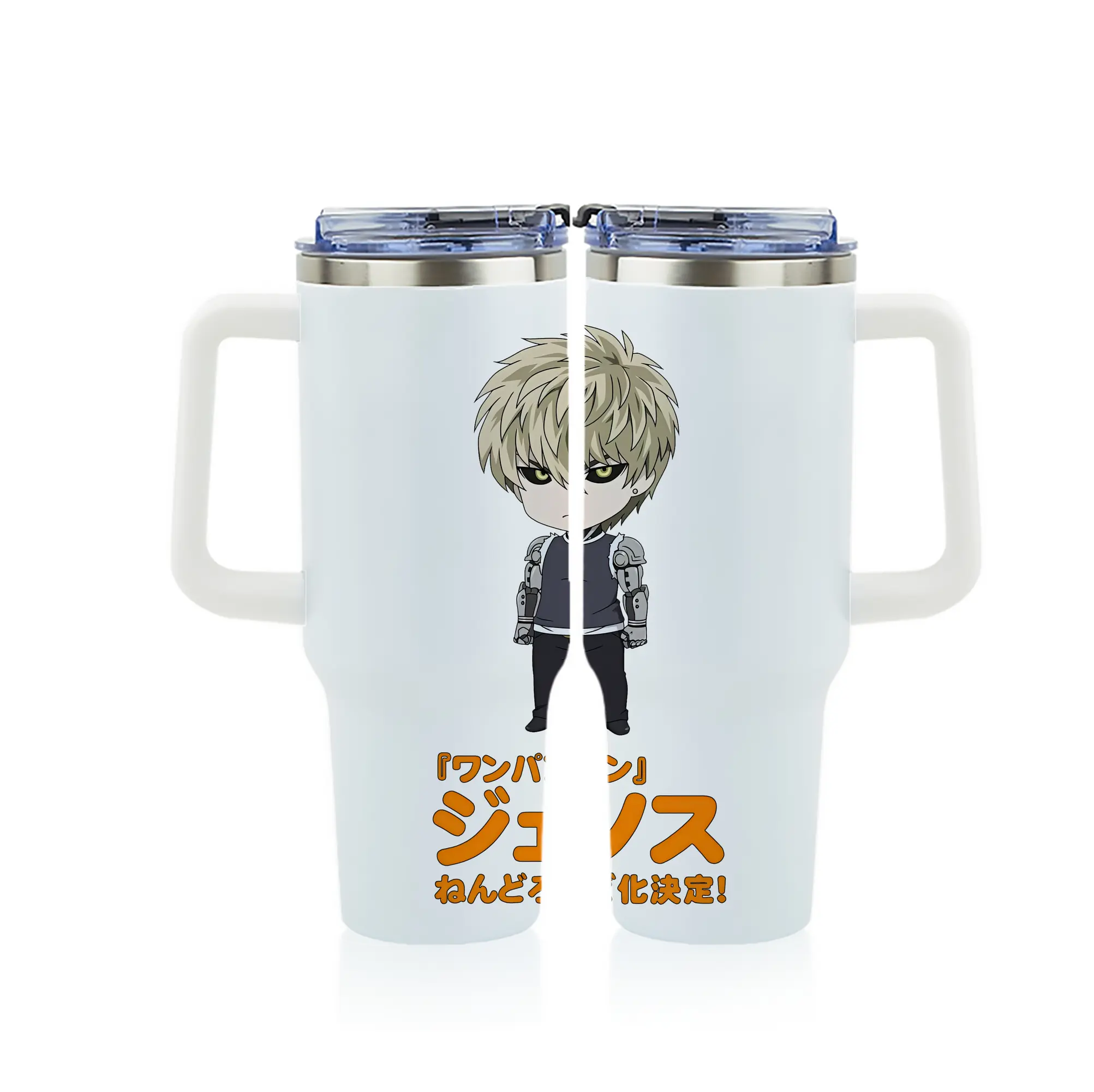 ワンパンマン グッズ ジェノス - 1200mL フルプリント車用タンブラー ・ 304ステンレス 内側 ・ 201ステンレス 外側 ・ 保温 保冷 ・ 通勤 ドライブ アウトドア用