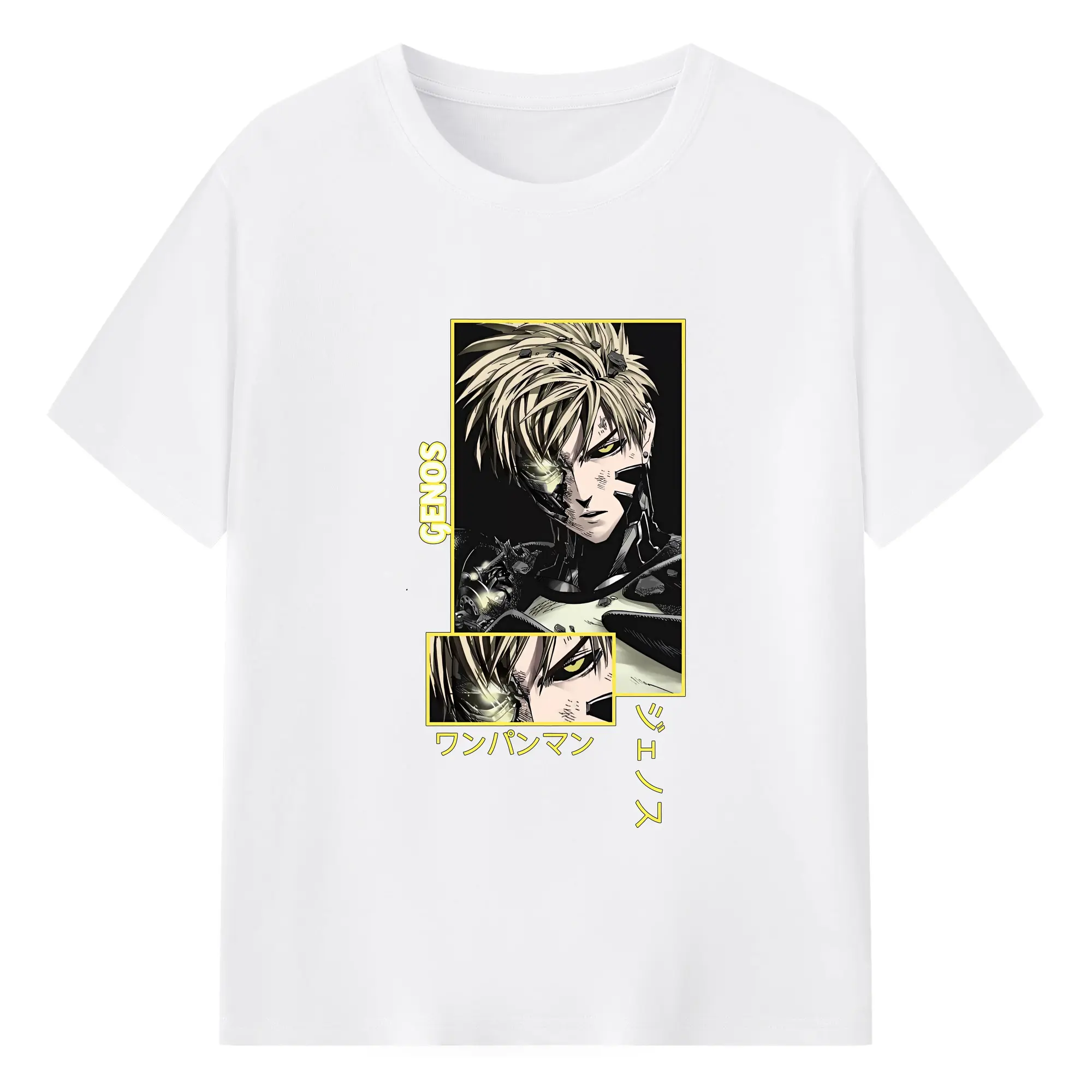 ワンパンマン グッズ ジェノス - 綿100％ 半袖Tシャツ ・ フロントプリント ・ 快適 通気性 ・ 日常使い 散歩 スポーツ用