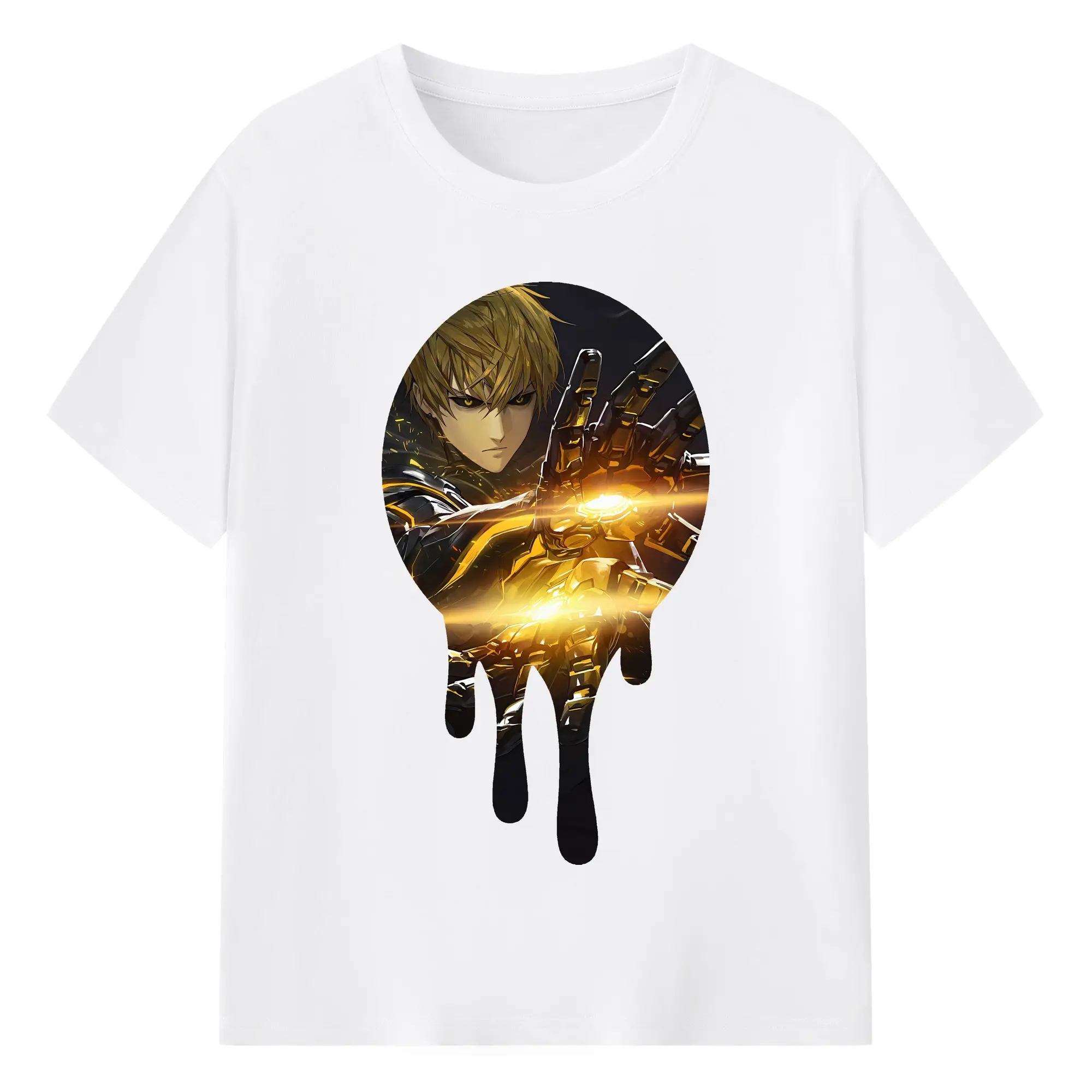 ワンパンマン グッズ ジェノス - 綿100％ 半袖Tシャツ ・ フロントプリント ・ 快適 通気性 ・ 日常使い 散歩 スポーツ用