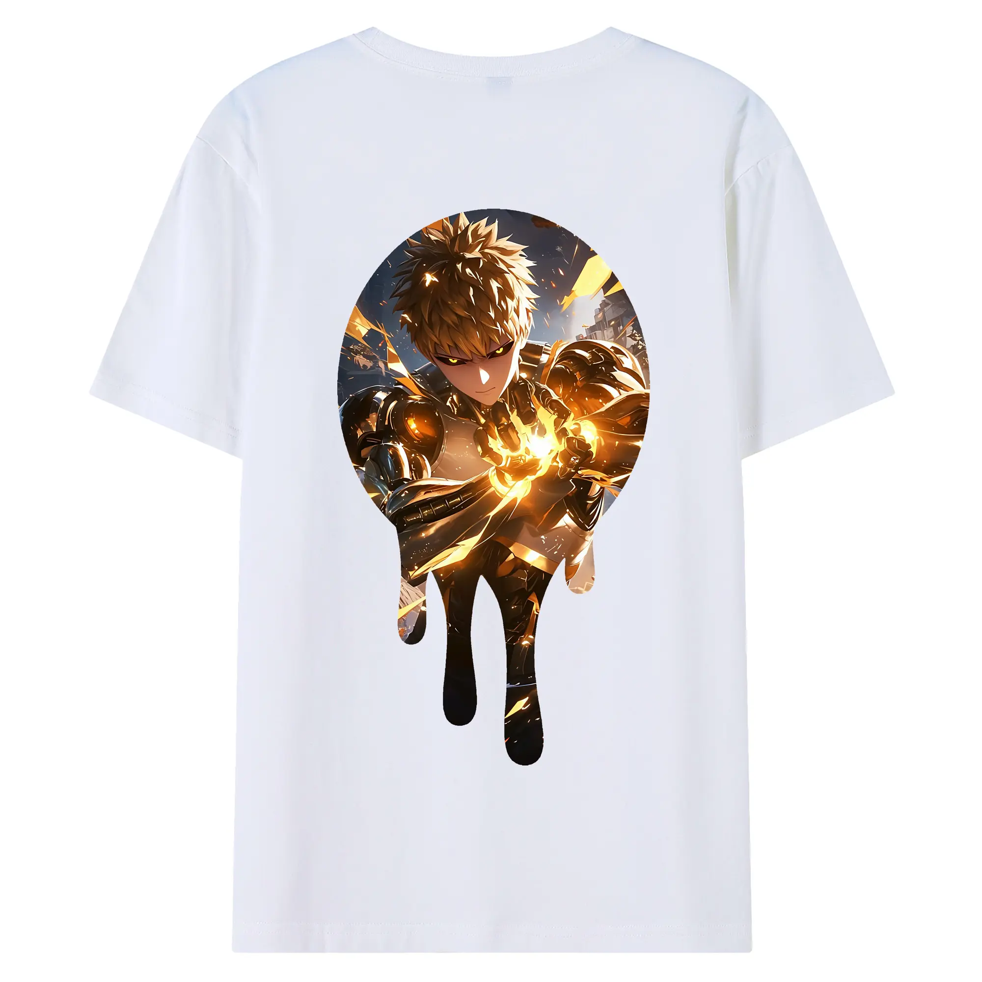 ワンパンマン グッズ ジェノス - 綿100％ 半袖Tシャツ ・ バックプリント ・ 快適 通気性 ・ 日常使い 散歩 スポーツ用