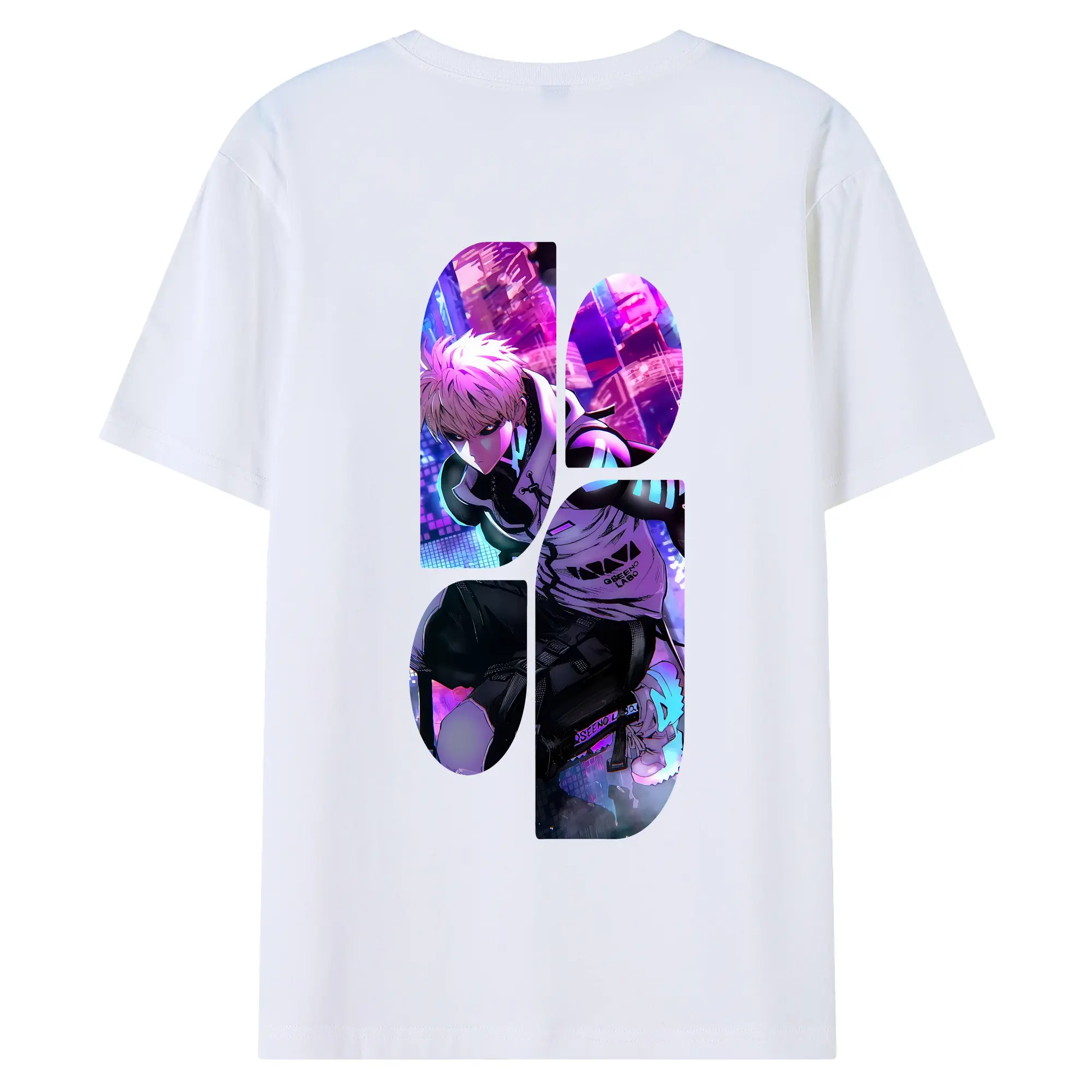 ワンパンマン グッズ ジェノス - 綿100％ 半袖Tシャツ ・ バックプリント ・ 快適 通気性 ・ 日常使い 散歩 スポーツ用