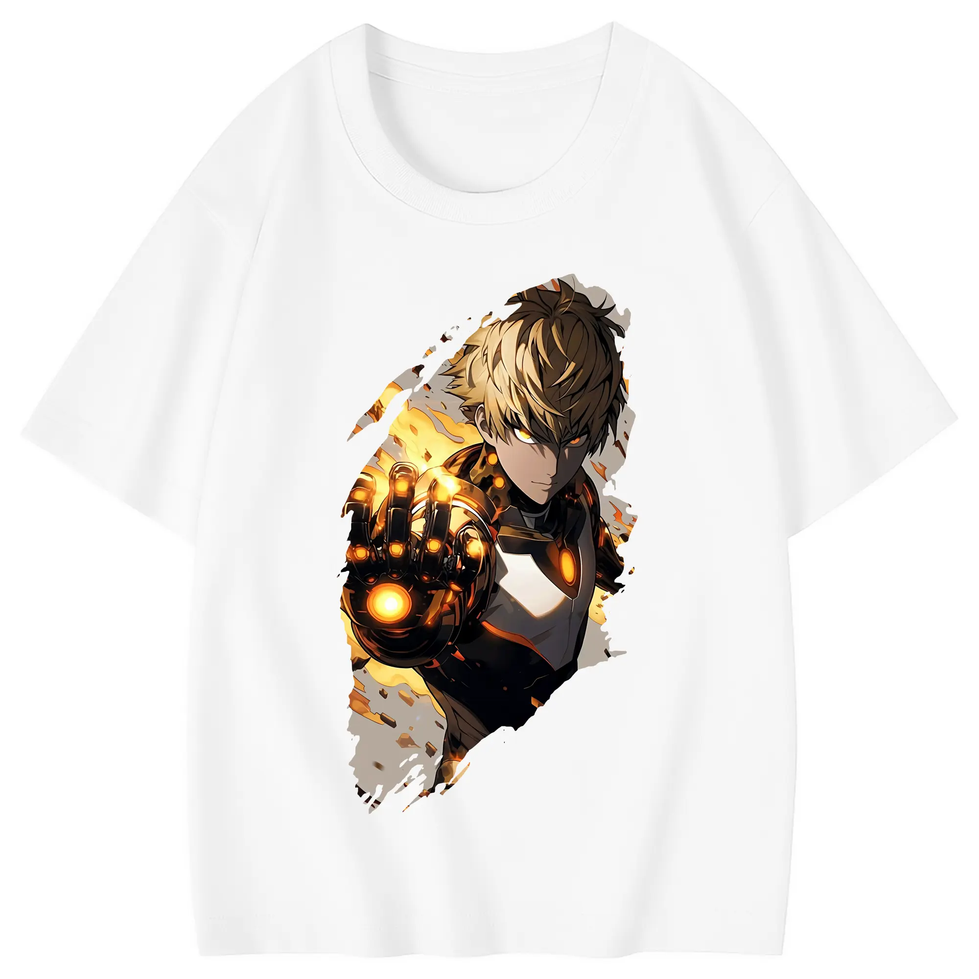 ワンパンマン グッズ ジェノス - 綿100％ キッズTシャツ ・ フロントプリント ・ 快適 通気性 ・ スポーツ カジュアル 散歩用