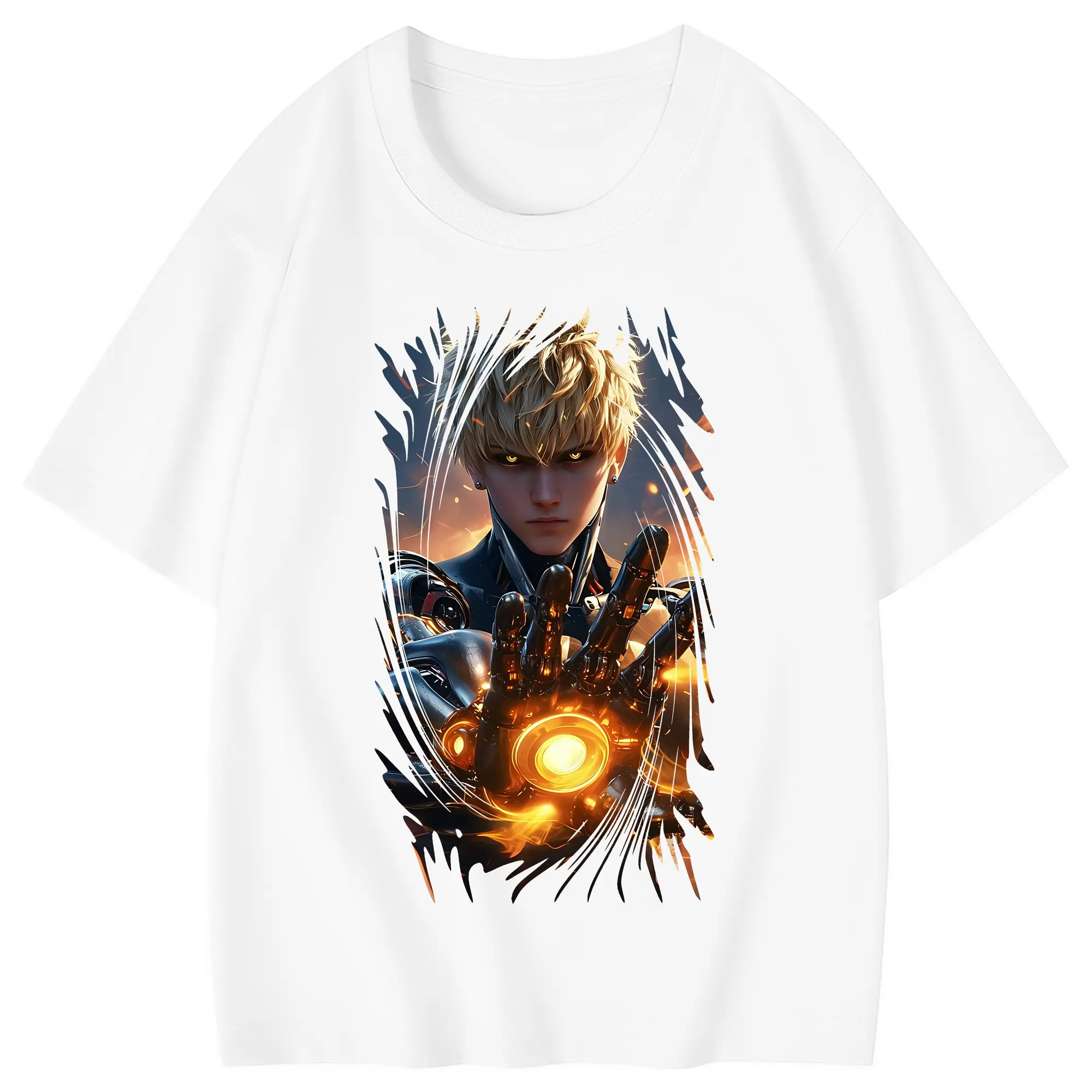 ワンパンマン グッズ ジェノス - 綿100％ キッズTシャツ ・ フロントプリント ・ 快適 通気性 ・ スポーツ カジュアル 散歩用