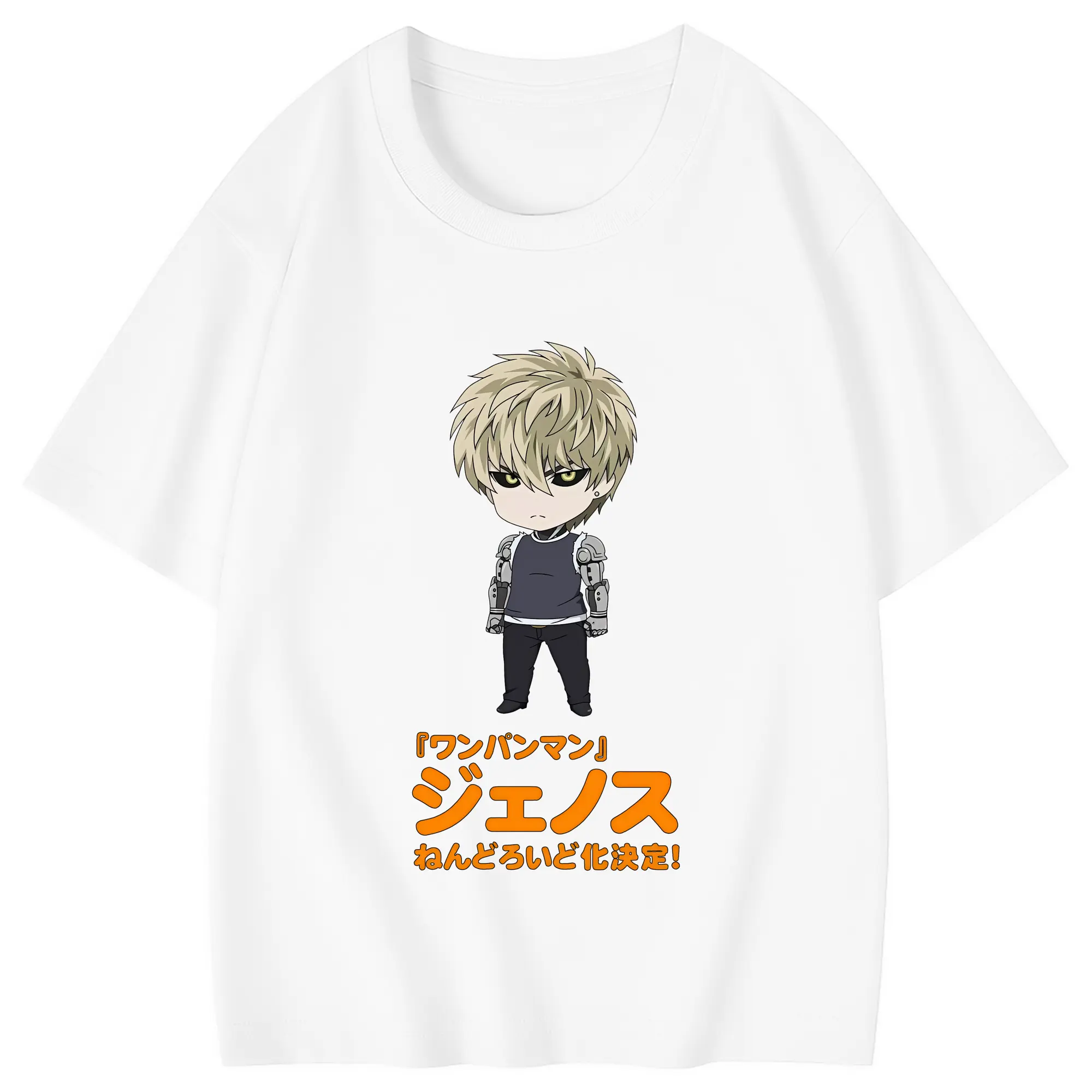 ワンパンマン グッズ ジェノス - 綿100％ キッズTシャツ ・ フロントプリント ・ 快適 通気性 ・ スポーツ カジュアル 散歩用