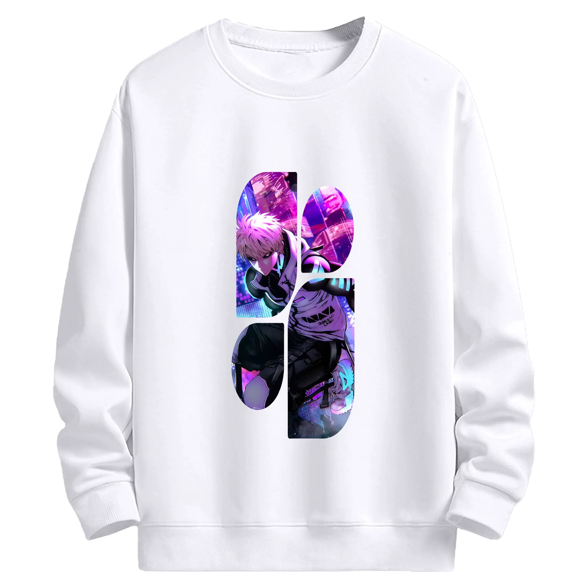 ワンパンマン グッズ ジェノス - 高品質 クルーネック スウェット ・ コットン59％ ポリエステル41％ ・ ユニセックス 長袖 トレーナー ・ カジュアル デイリー スポーツ 散歩用