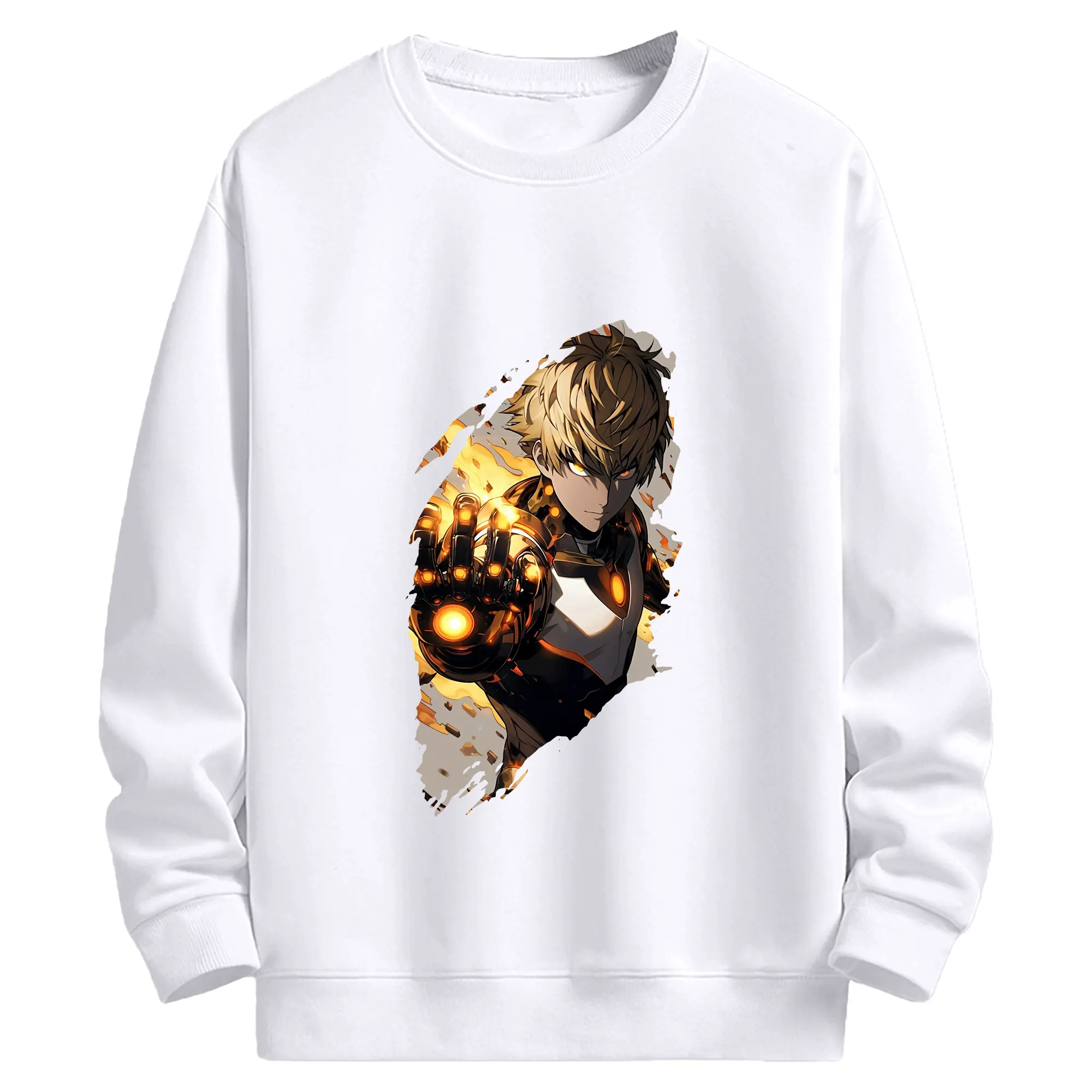 ワンパンマン グッズ ジェノス - 高品質 クルーネック スウェット ・ コットン59％ ポリエステル41％ ・ ユニセックス 長袖 トレーナー ・ カジュアル デイリー スポーツ 散歩用