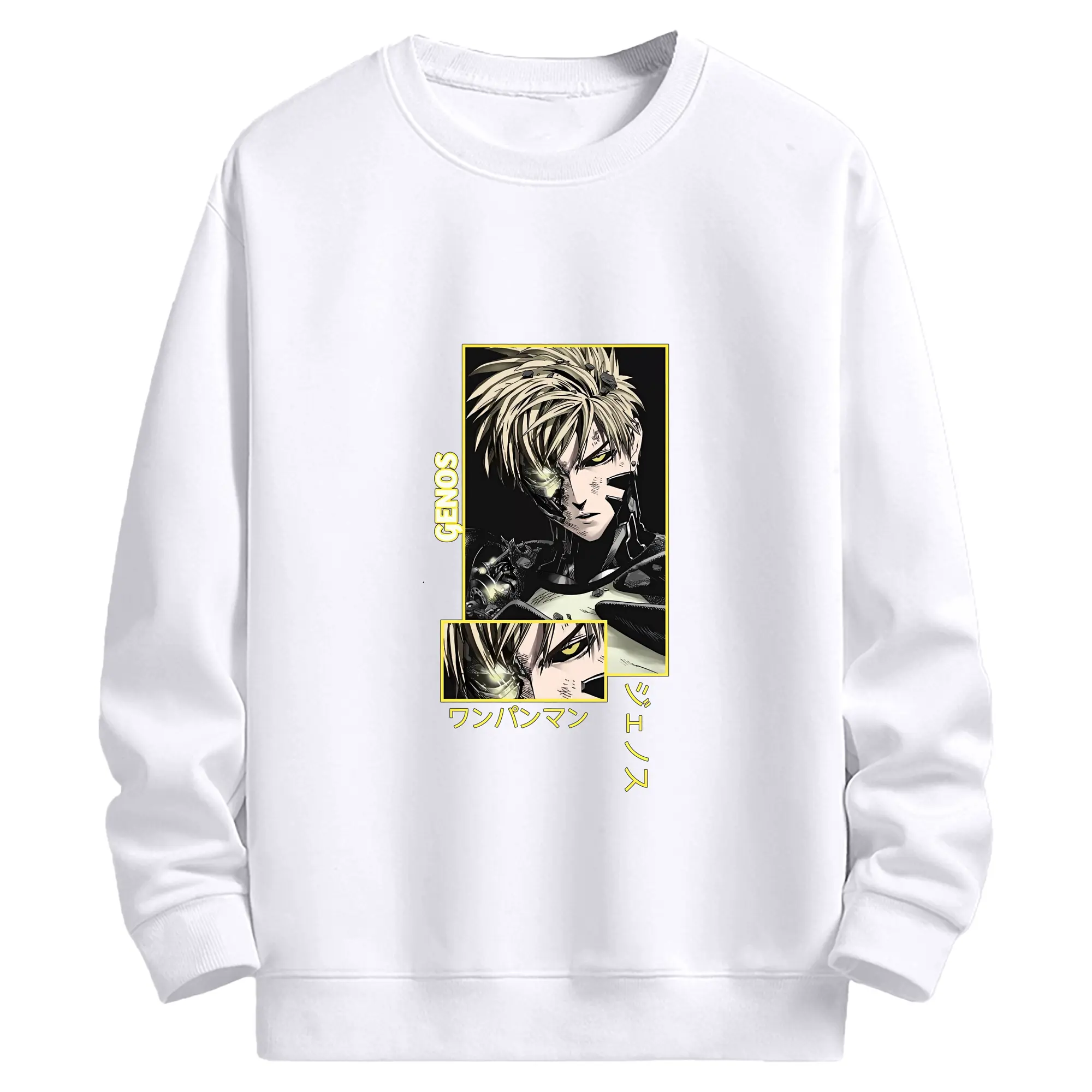 ワンパンマン グッズ ジェノス - 高品質 クルーネック スウェット ・ コットン59％ ポリエステル41％ ・ ユニセックス 長袖 トレーナー ・ カジュアル デイリー スポーツ 散歩用