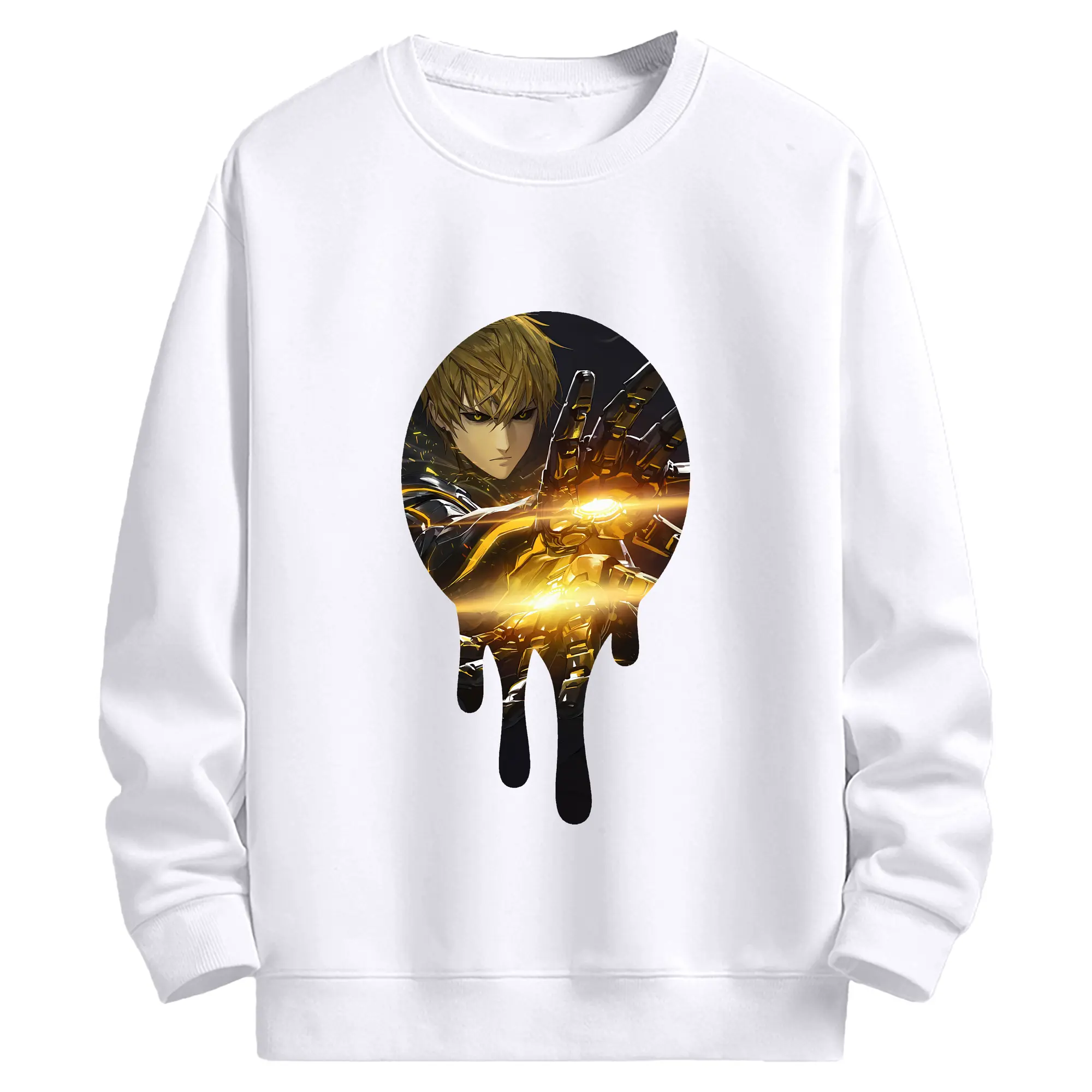 ワンパンマン グッズ ジェノス - 高品質 クルーネック スウェット ・ コットン59％ ポリエステル41％ ・ ユニセックス 長袖 トレーナー ・ カジュアル デイリー スポーツ 散歩用