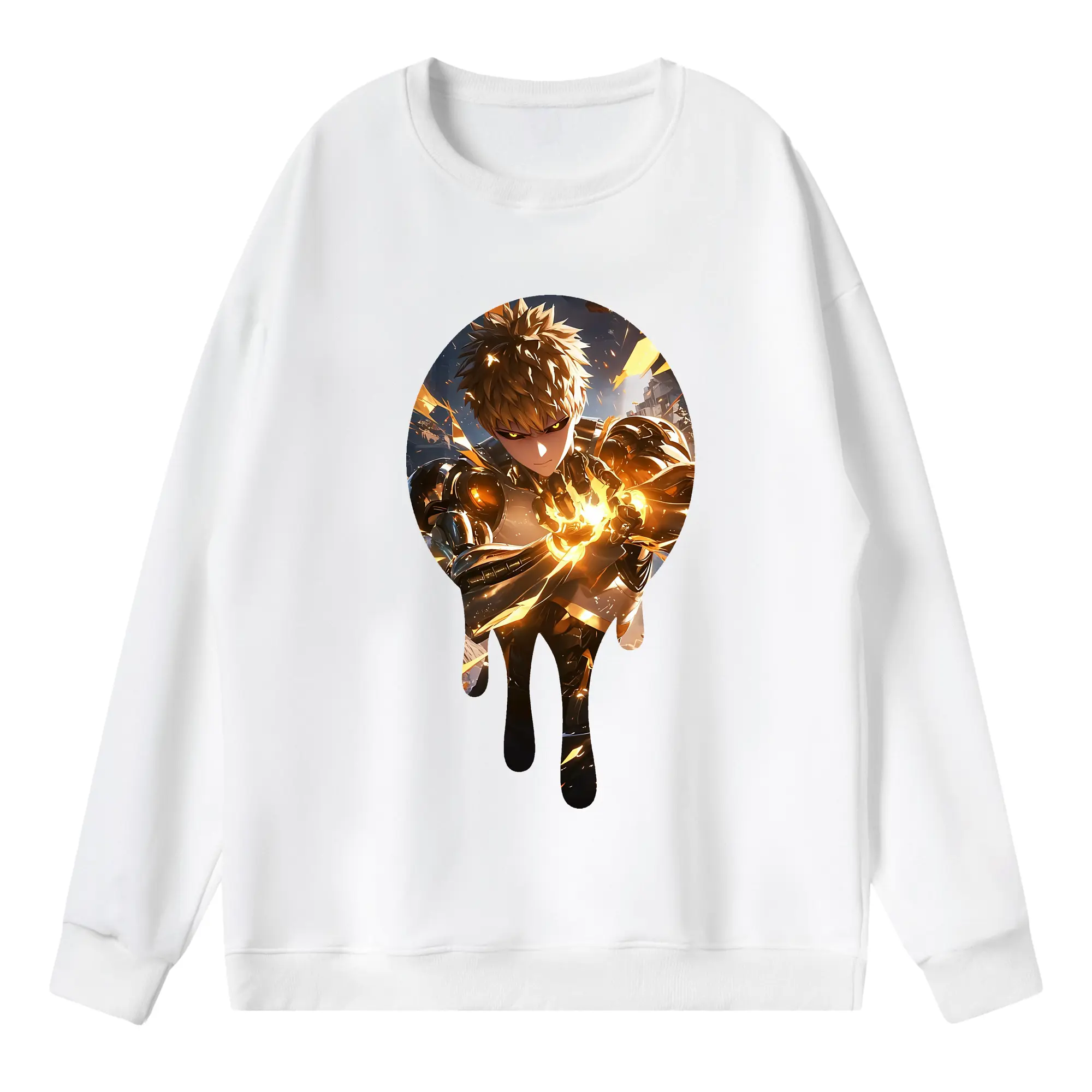 ワンパンマン グッズ ジェノス - 薄手 クルーネック スウェット 裏毛260g · ポリエステル 春秋向け カジュアル 男女兼用 · トレーナー デイリー スポーツ 散歩に最適