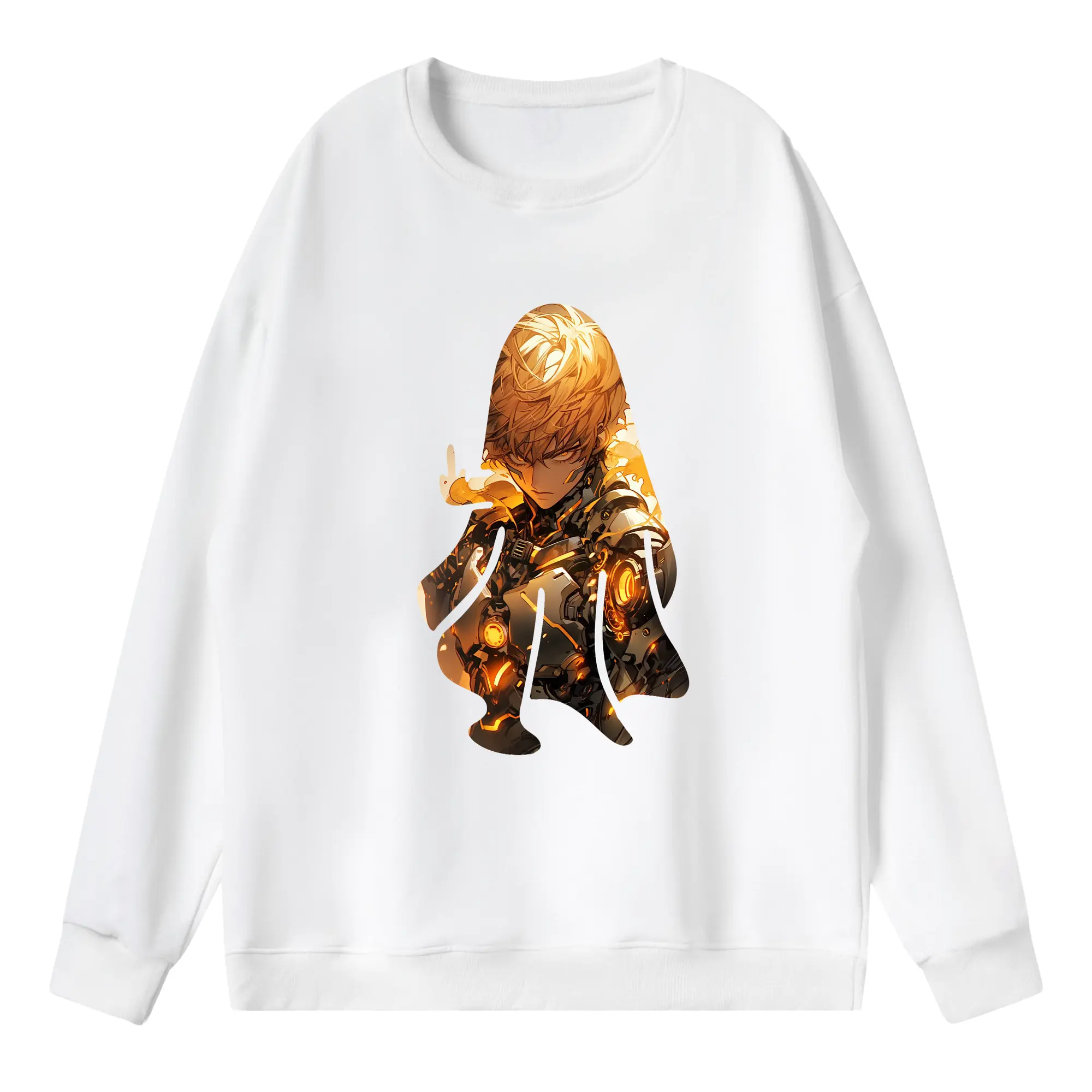 ワンパンマン グッズ ジェノス - 薄手 クルーネック スウェット 裏毛260g · ポリエステル 春秋向け カジュアル 男女兼用 · トレーナー デイリー スポーツ 散歩に最適