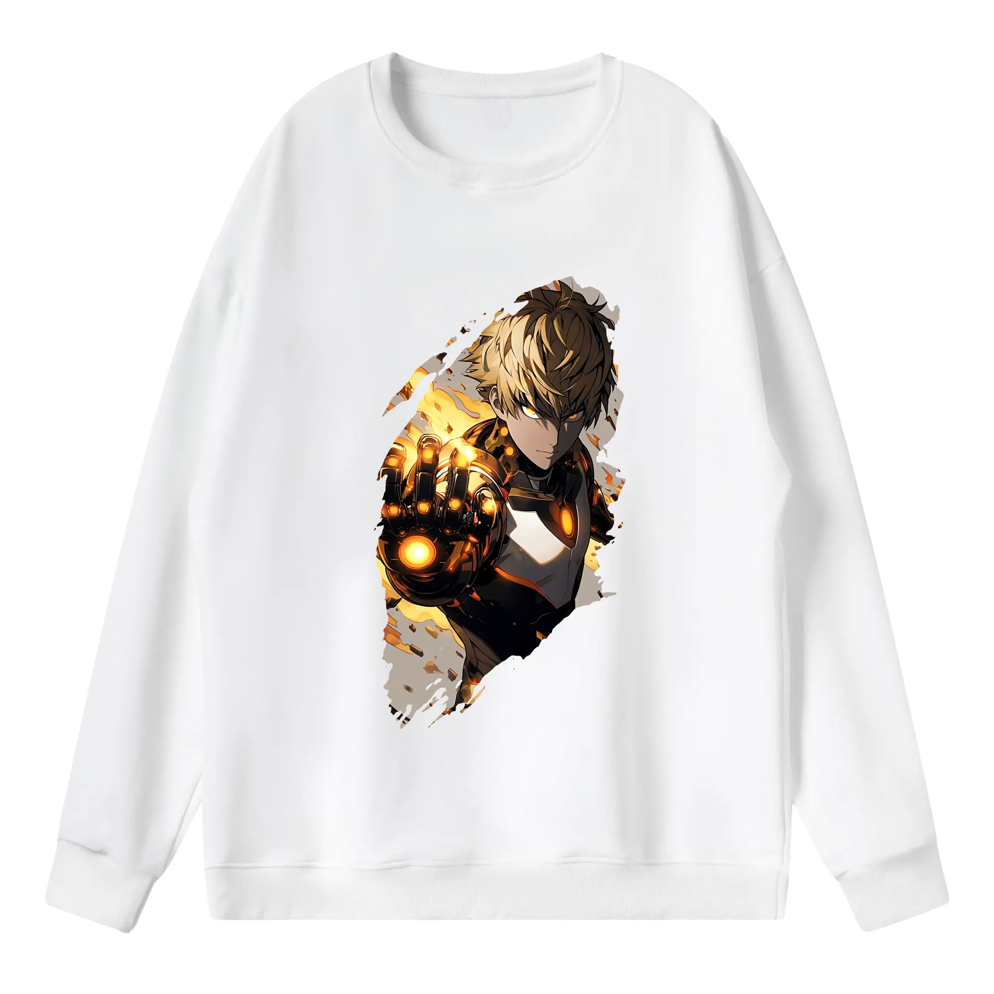 ワンパンマン グッズ ジェノス - 薄手 クルーネック スウェット 裏毛260g · ポリエステル 春秋向け カジュアル 男女兼用 · トレーナー デイリー スポーツ 散歩に最適