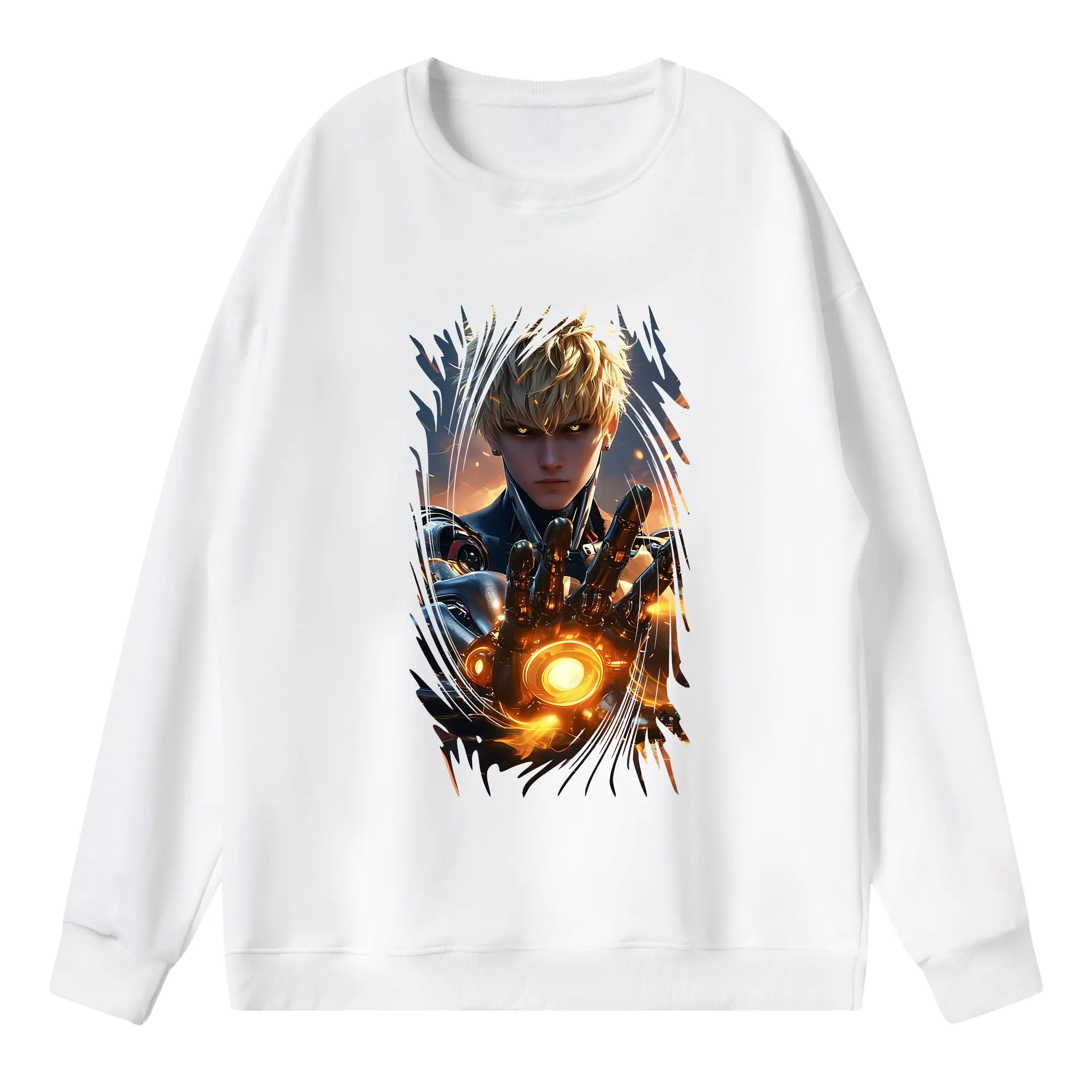 ワンパンマン グッズ ジェノス - 薄手 クルーネック スウェット 裏毛260g · ポリエステル 春秋向け カジュアル 男女兼用 · トレーナー デイリー スポーツ 散歩に最適