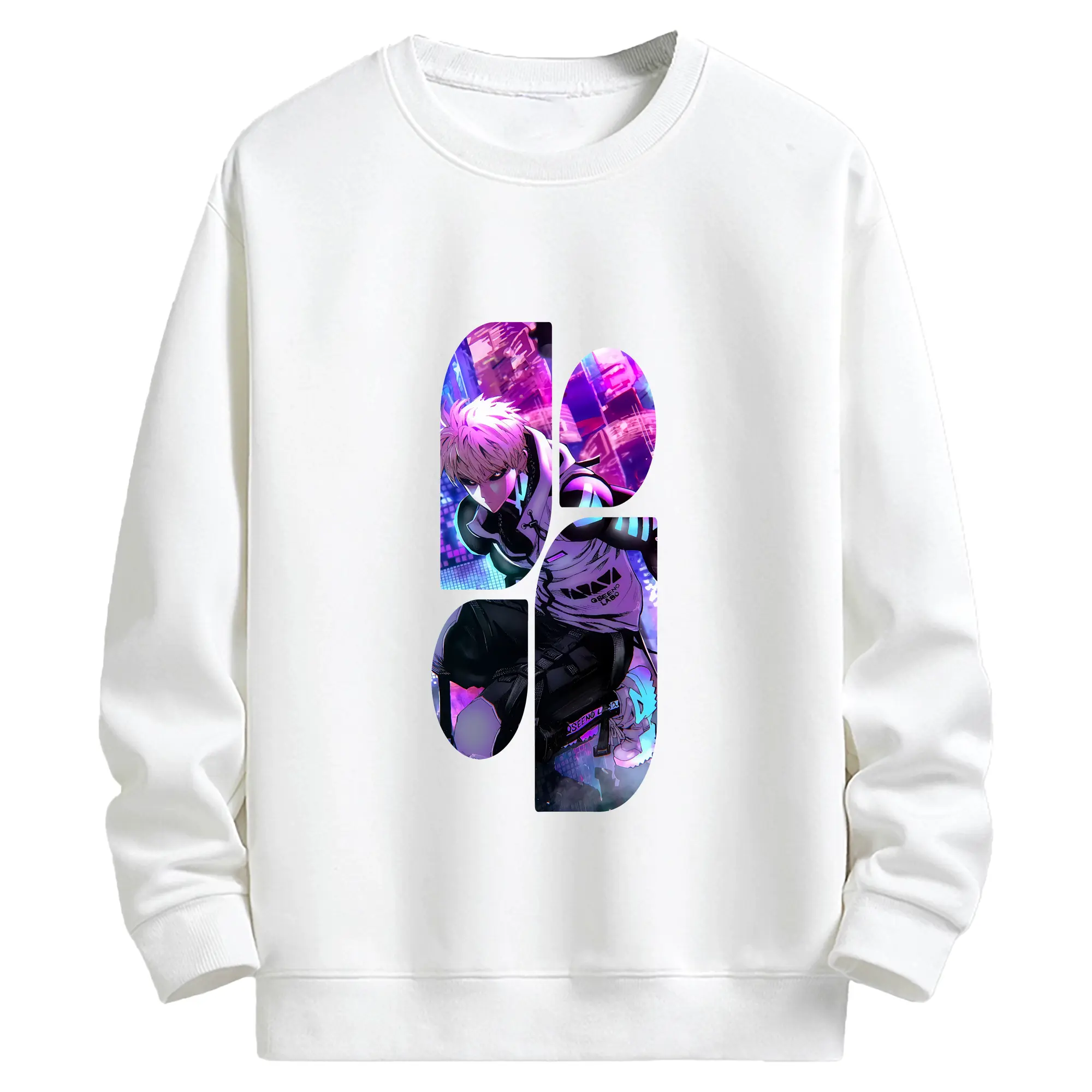 ワンパンマン グッズ ジェノス - キッズ クルーネックスウェットシャツ ・ フロントプリント ・ 綿80％ ポリエステル20％ ・ 快適 通学 スポーツ 日常使い お散歩用