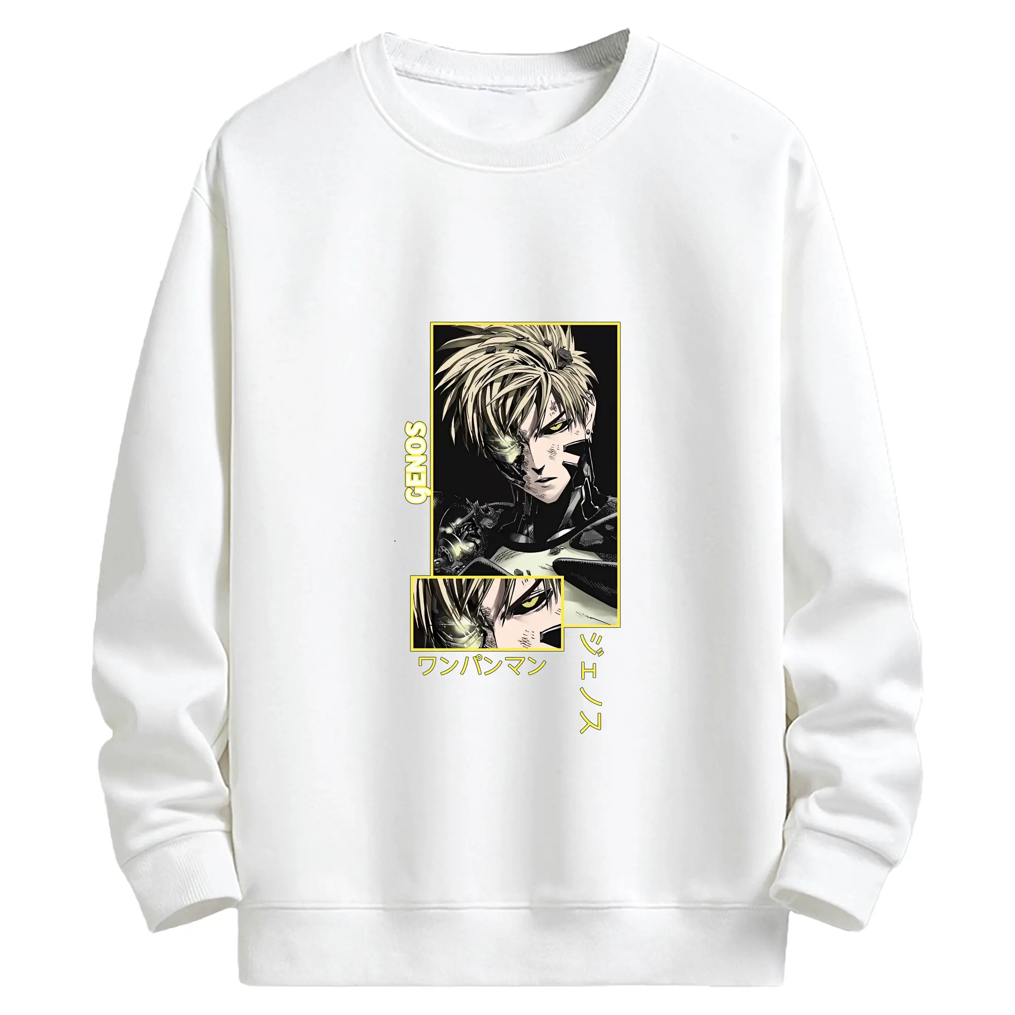 ワンパンマン グッズ ジェノス - キッズ クルーネックスウェットシャツ ・ フロントプリント ・ 綿80％ ポリエステル20％ ・ 快適 通学 スポーツ 日常使い お散歩用