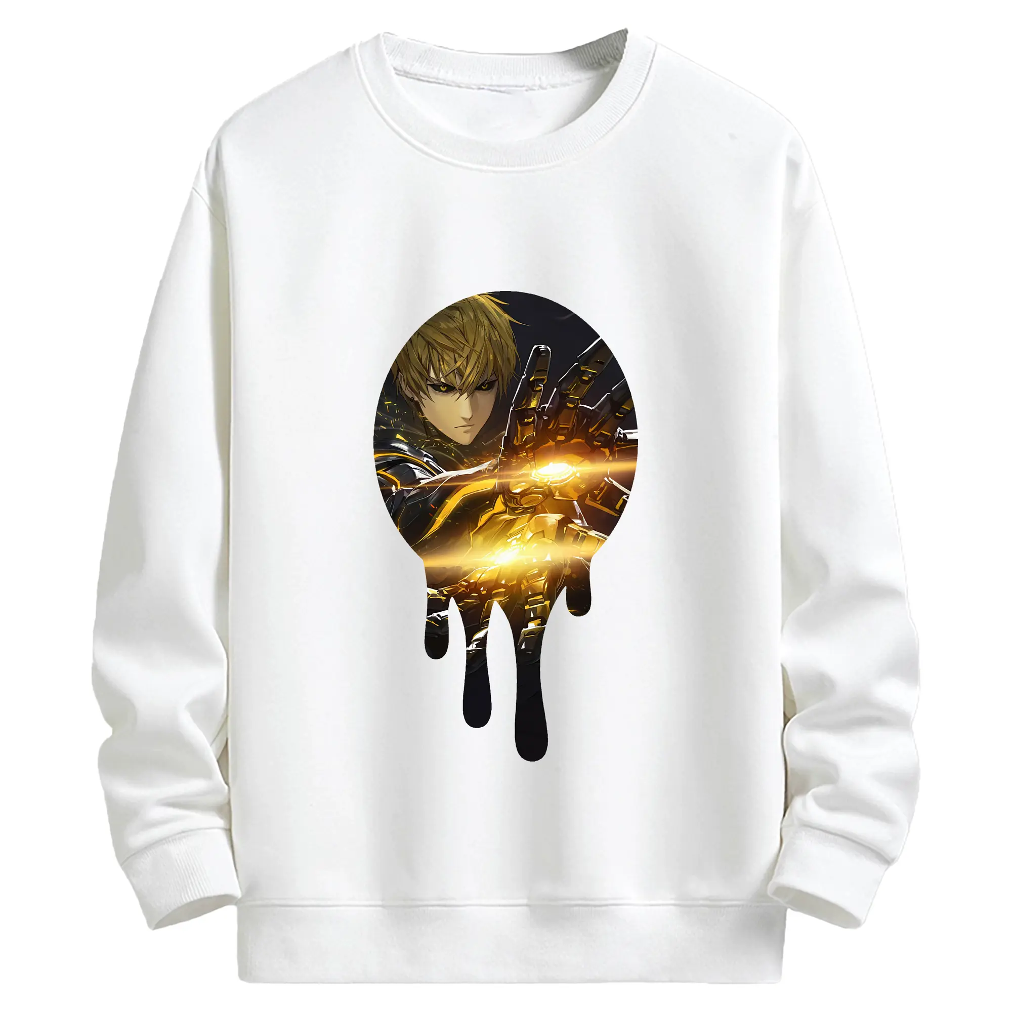 ワンパンマン グッズ ジェノス - キッズ クルーネックスウェットシャツ ・ フロントプリント ・ 綿80％ ポリエステル20％ ・ 快適 通学 スポーツ 日常使い お散歩用