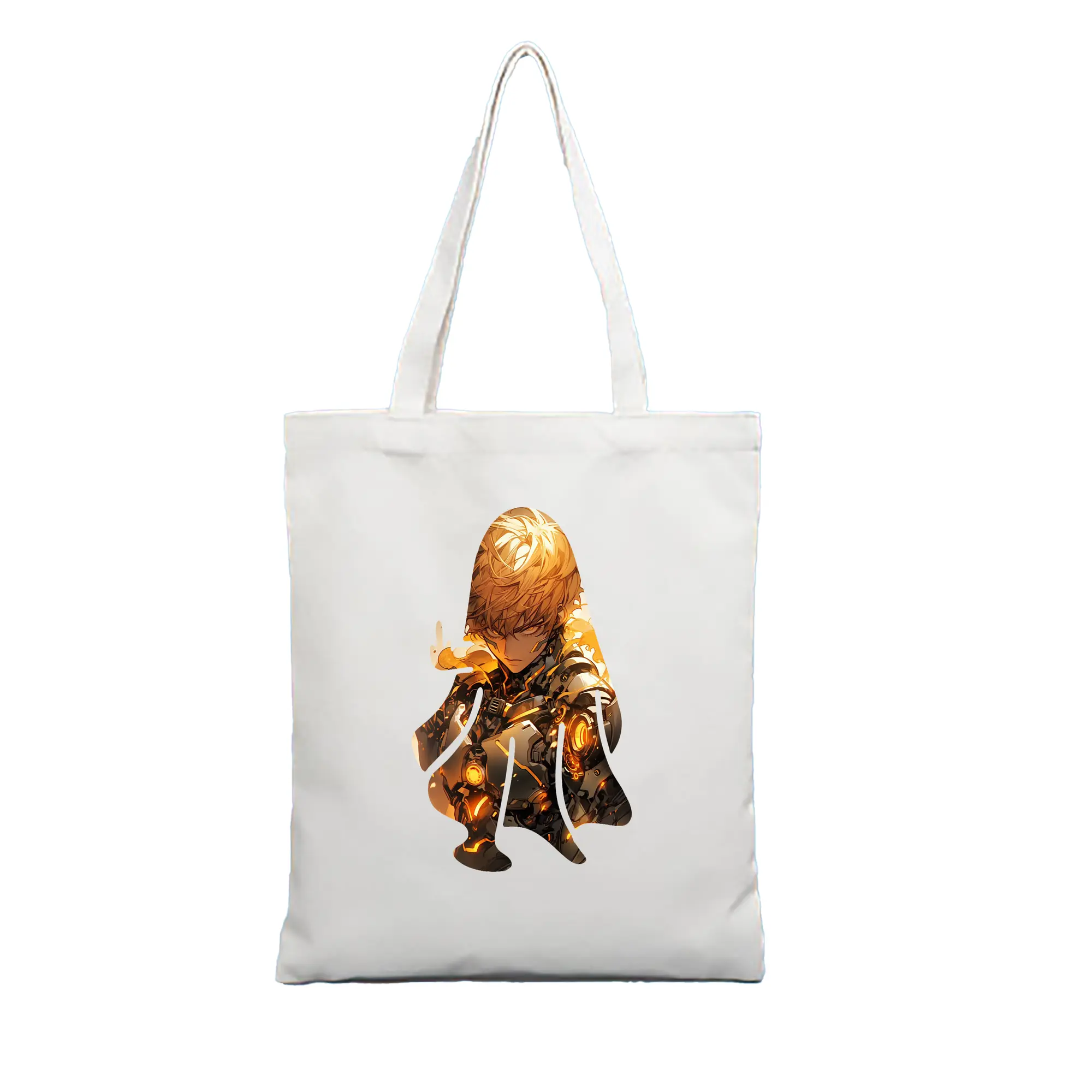 ワンパンマン グッズ ジェノス - 縦型キャンバス手提げバッグ（トートバッグ） ・ キャンバス素材 ・ ショッピング用 ・ 軽量 丈夫 お手入れ簡単