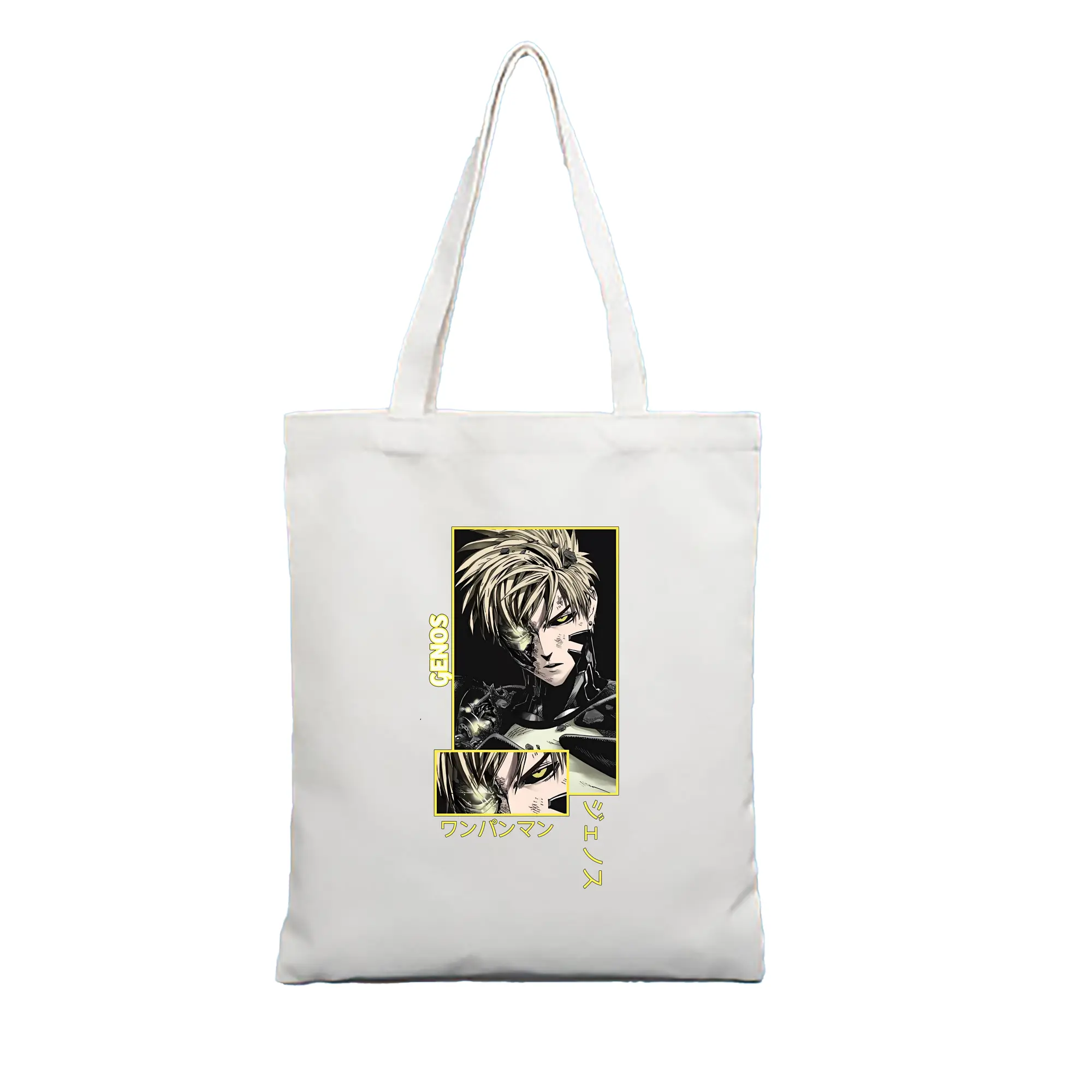 ワンパンマン グッズ ジェノス - 縦型キャンバス手提げバッグ（トートバッグ） ・ キャンバス素材 ・ ショッピング用 ・ 軽量 丈夫 お手入れ簡単