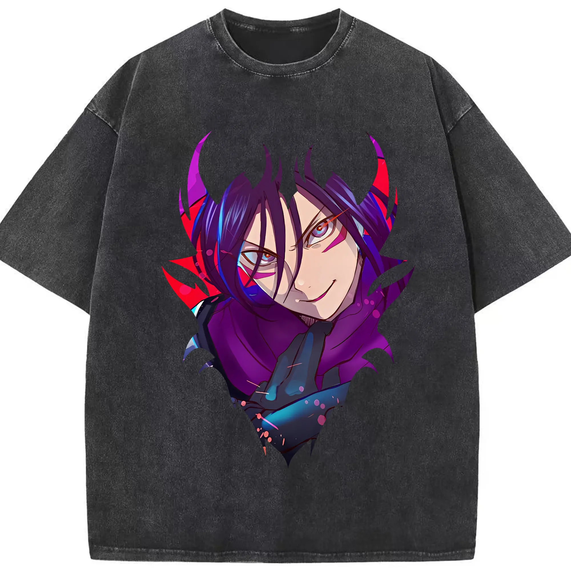 ワンパンマン グッズ 音速のソニック - 綿100％ ヴィンテージ風 半袖Tシャツ ・ フロントプリント ・ 柔らか肌触り ・ 通気性 快適 ・ スポーツ カジュアル 外出用