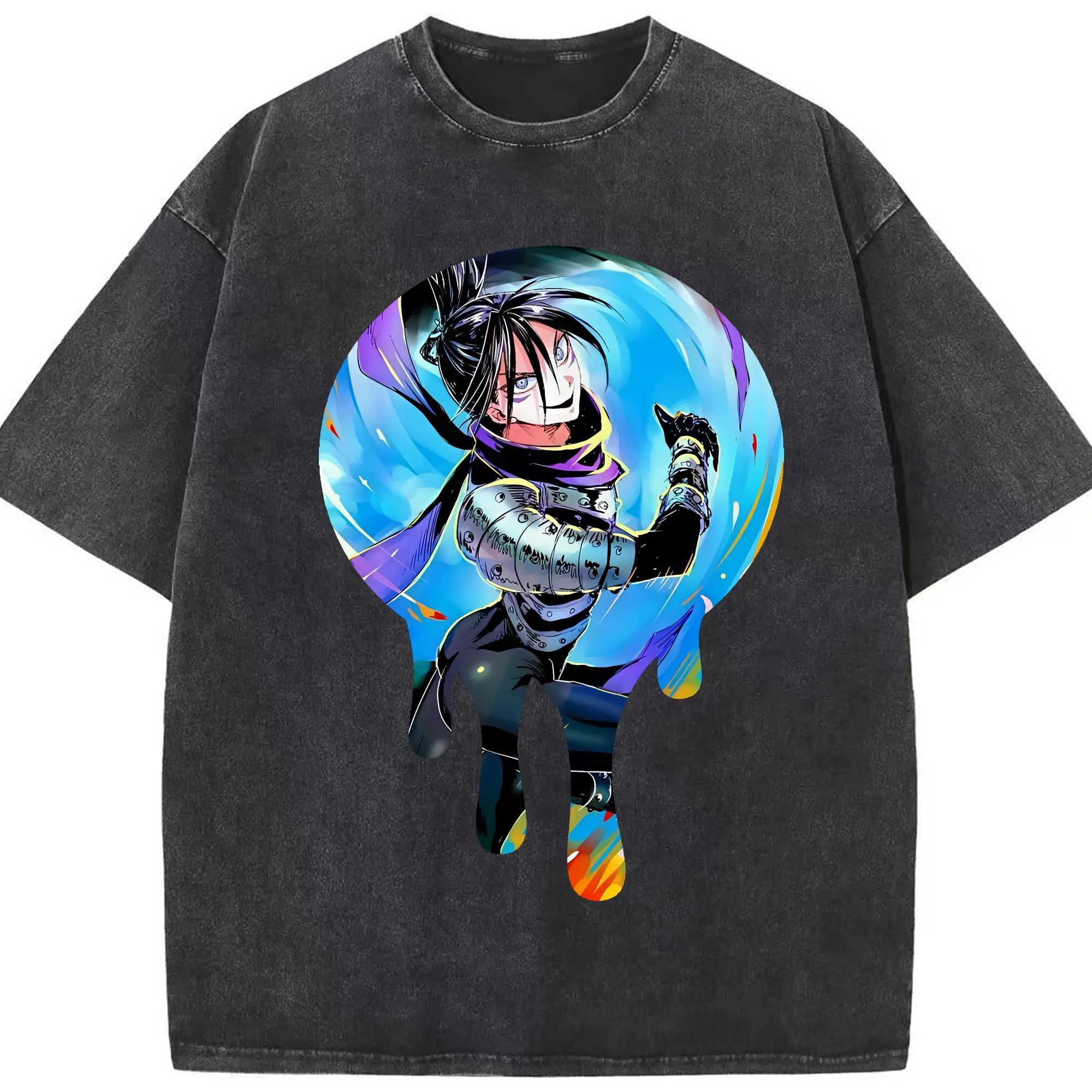 ワンパンマン グッズ 音速のソニック - 綿100％ ヴィンテージ風 半袖Tシャツ ・ フロントプリント ・ 柔らか肌触り ・ 通気性 快適 ・ スポーツ カジュアル 外出用